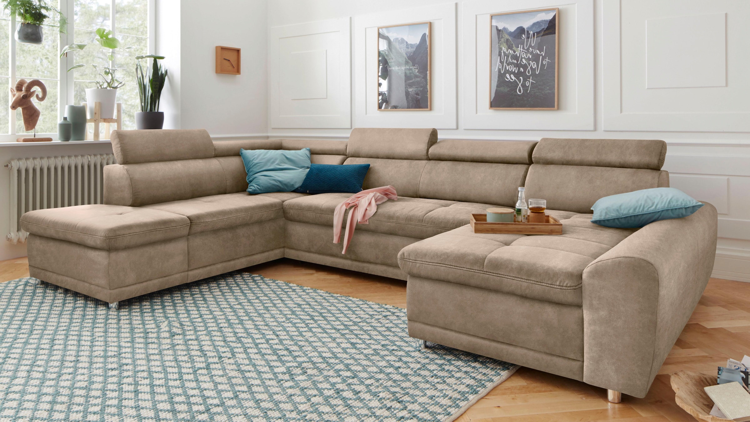 sit&more Wohnlandschaft »Riva U-Form« wahlweise mit Bettfunktion günstig online kaufen