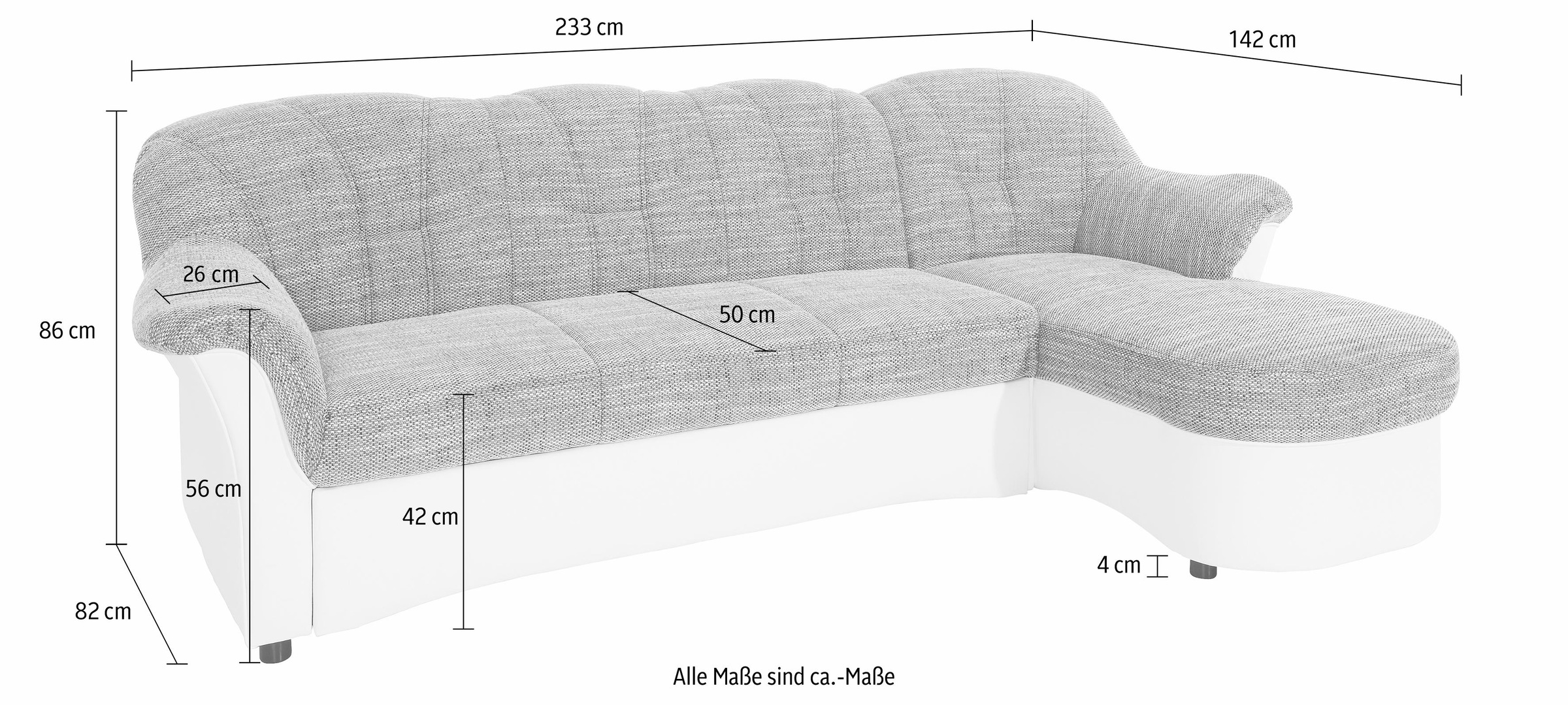 DOMO collection Ecksofa »Flores Schlafsofa, B/T/H: 233/142/86 cm, L-Form«, wahlweise mit Bettfunktion, wahlweise mit Federkern, auch in Leder