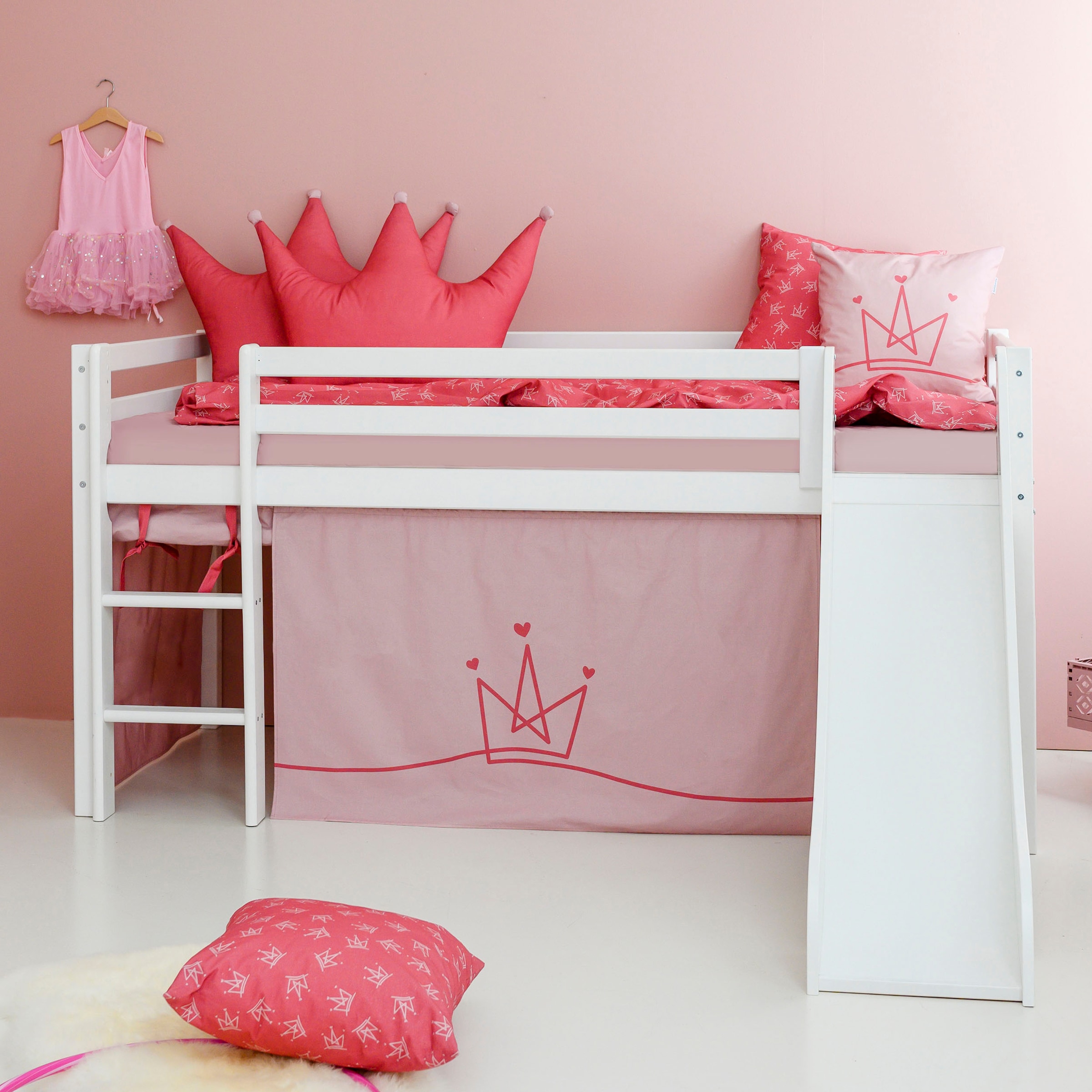 Hoppekids Hochbett ""Princess"", Rutsche & Vorhang Rosa und viel Auswahl günstig online kaufen