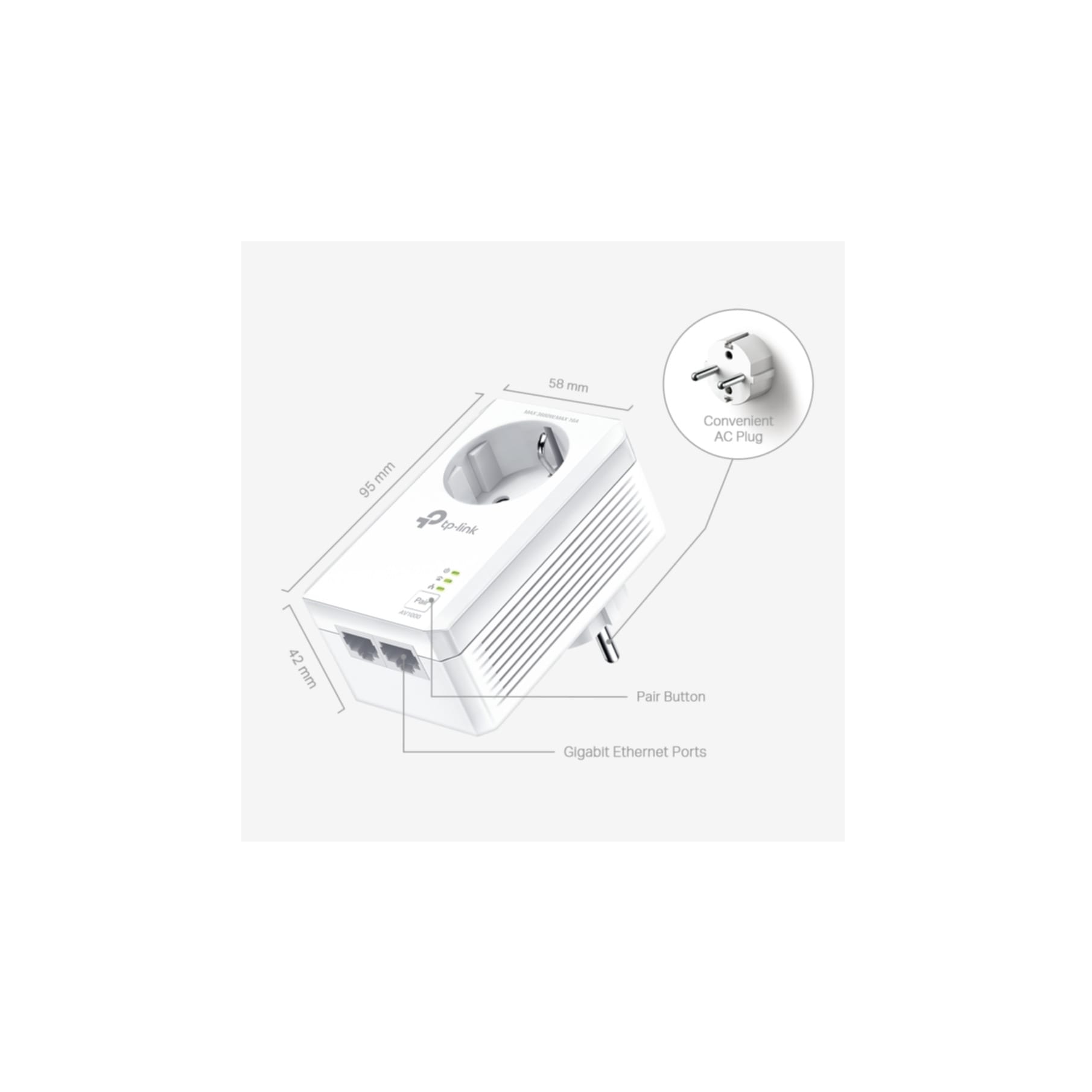 TP-Link Netzwerk-Adapter »AV1000 2-Port Gigabit Powerline Adapter mit Steckdose«