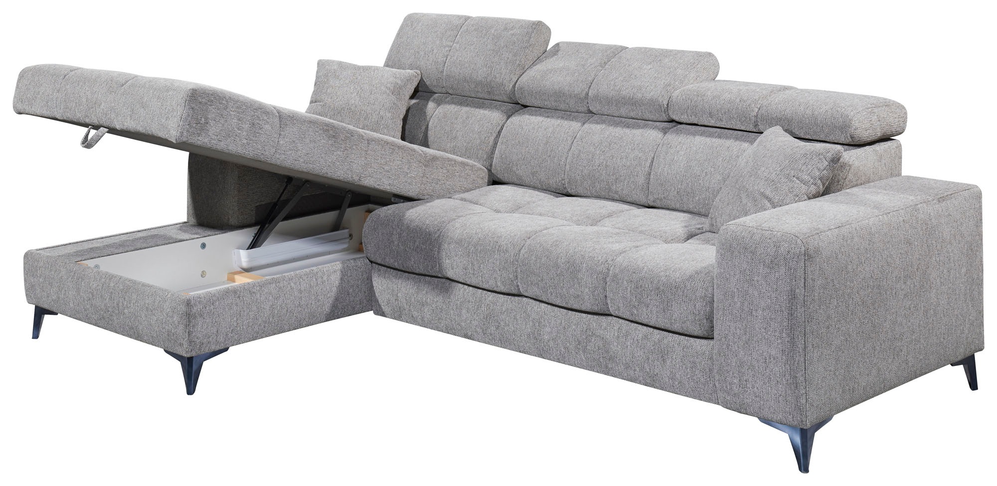 ED EXCITING DESIGN Ecksofa »Sydney L-Form«, mit Bettfunktion, Bettkasten, Kopfteilverstellung & 2 Zierkissen