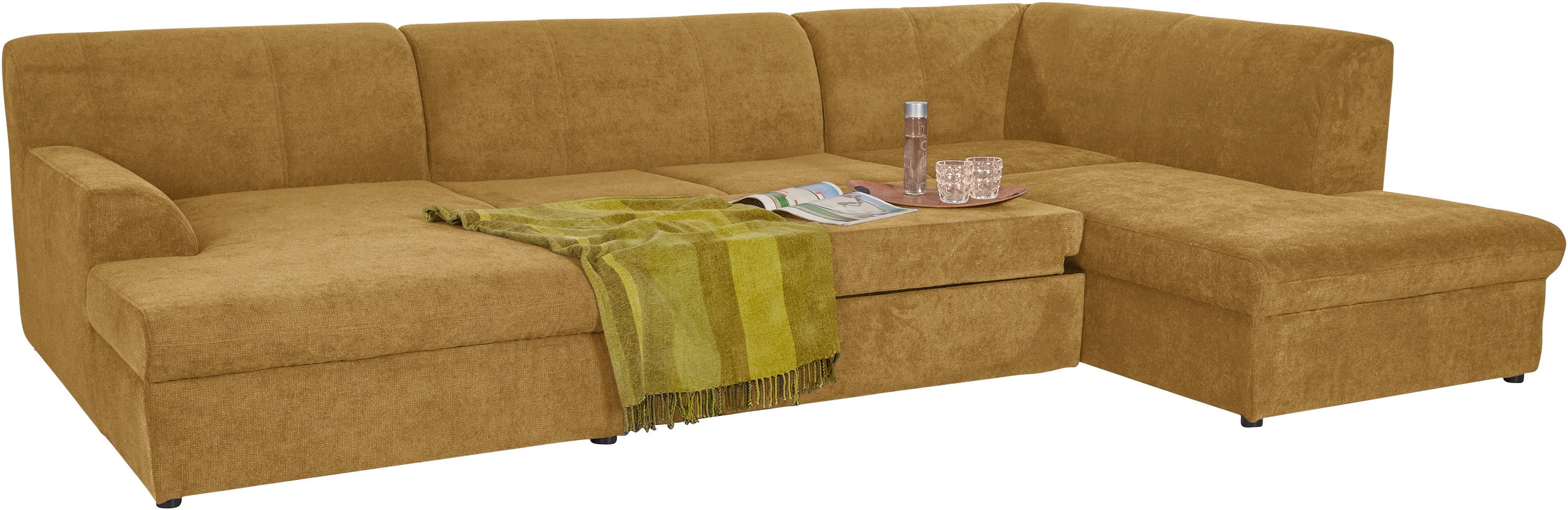 DOMO collection Wohnlandschaft »Topper, elegant und zeitlos, komfortabel, U-Form«, wahlweise mit Bettfunktion