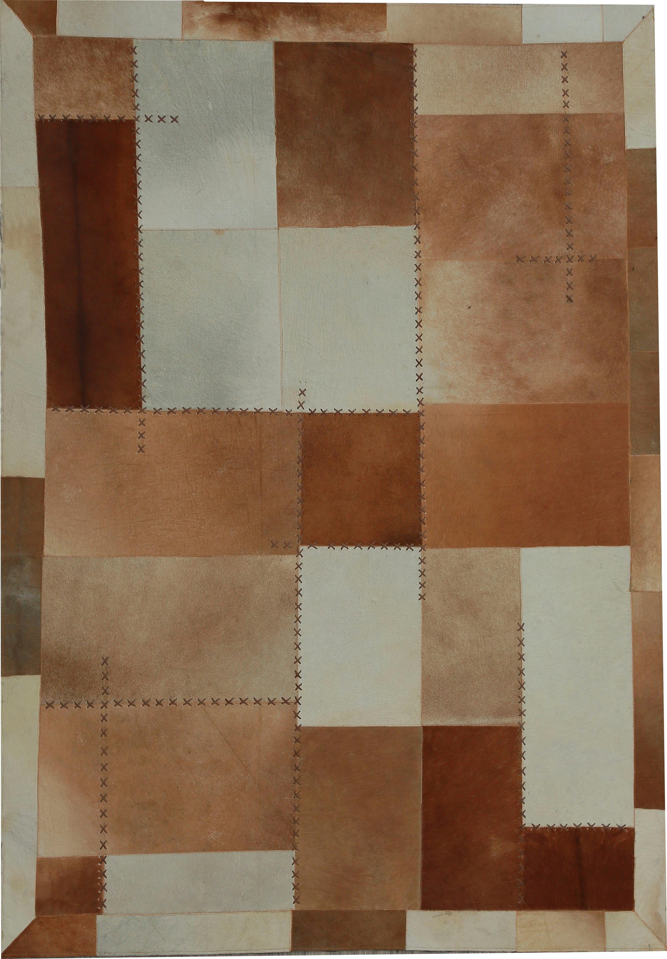 calo-deluxe Lederteppich »Solut 305 - Fellteppich«, rechteckig, 8 mm Höhe, echtes Rinderfell, Patchwork, Wohnzimmer