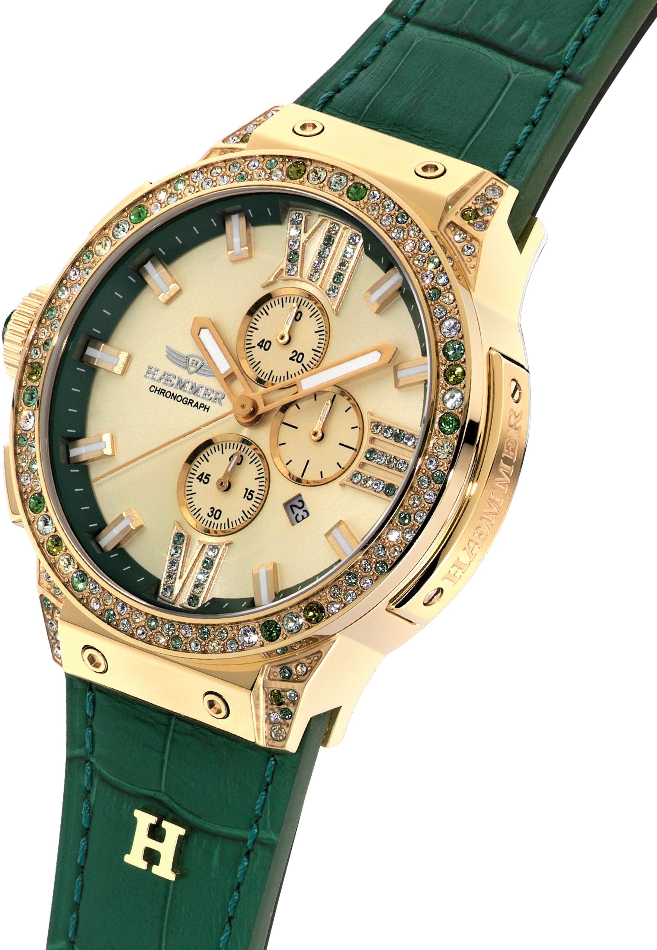 HAEMMER GERMANY Chronograph »EMINENT«, Quarzuhr, Armbanduhr, Damenuhr, analog, Tag, Stoppfunktion