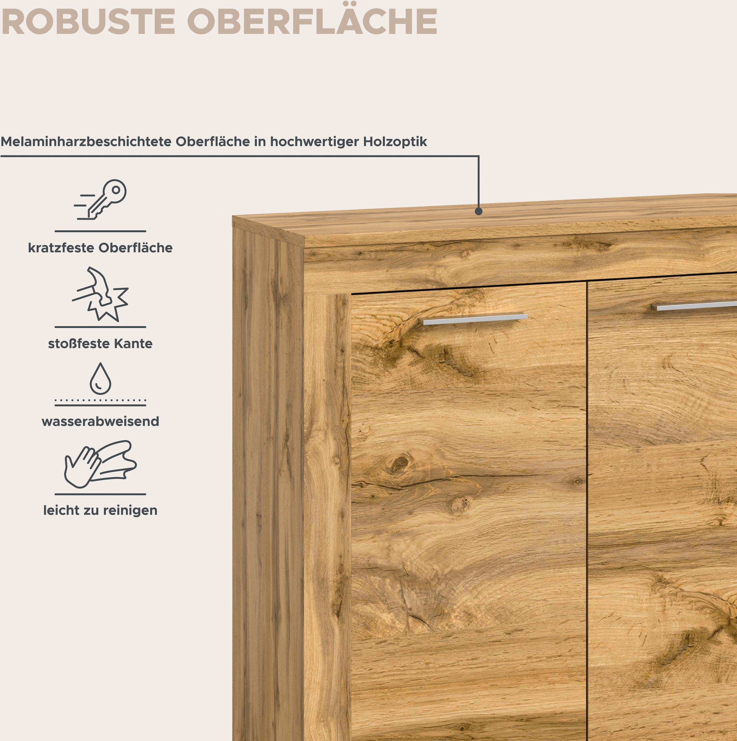 INOSIGN Wohnwand »Aosta, Breite 255cm, bestehend aus Highboard, Lowboard, Wandboard«, (3 St.), Wohnwand, Kombination, Anbauwand, Möbel Set, Schrankwand, Möbel Kombi