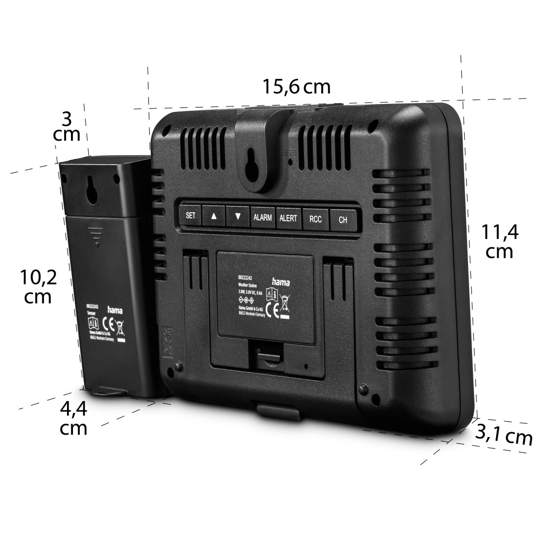 Hama Wetterstation »Wetterstation mit Farbdisplay, Außensensor, Wetter, Alarm, Temparatur« () Weckerfunktion, Schlummerfunktion, Mondphasenanzeige