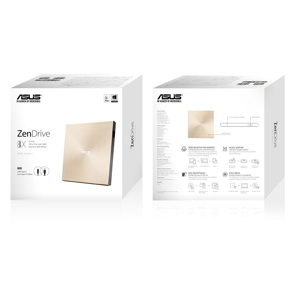 Asus Disc-Laufwerk »SDRW-08U9M-U«, (USB 2.0-USB Type-A DVD 8 fachx/CD 24 fachx)