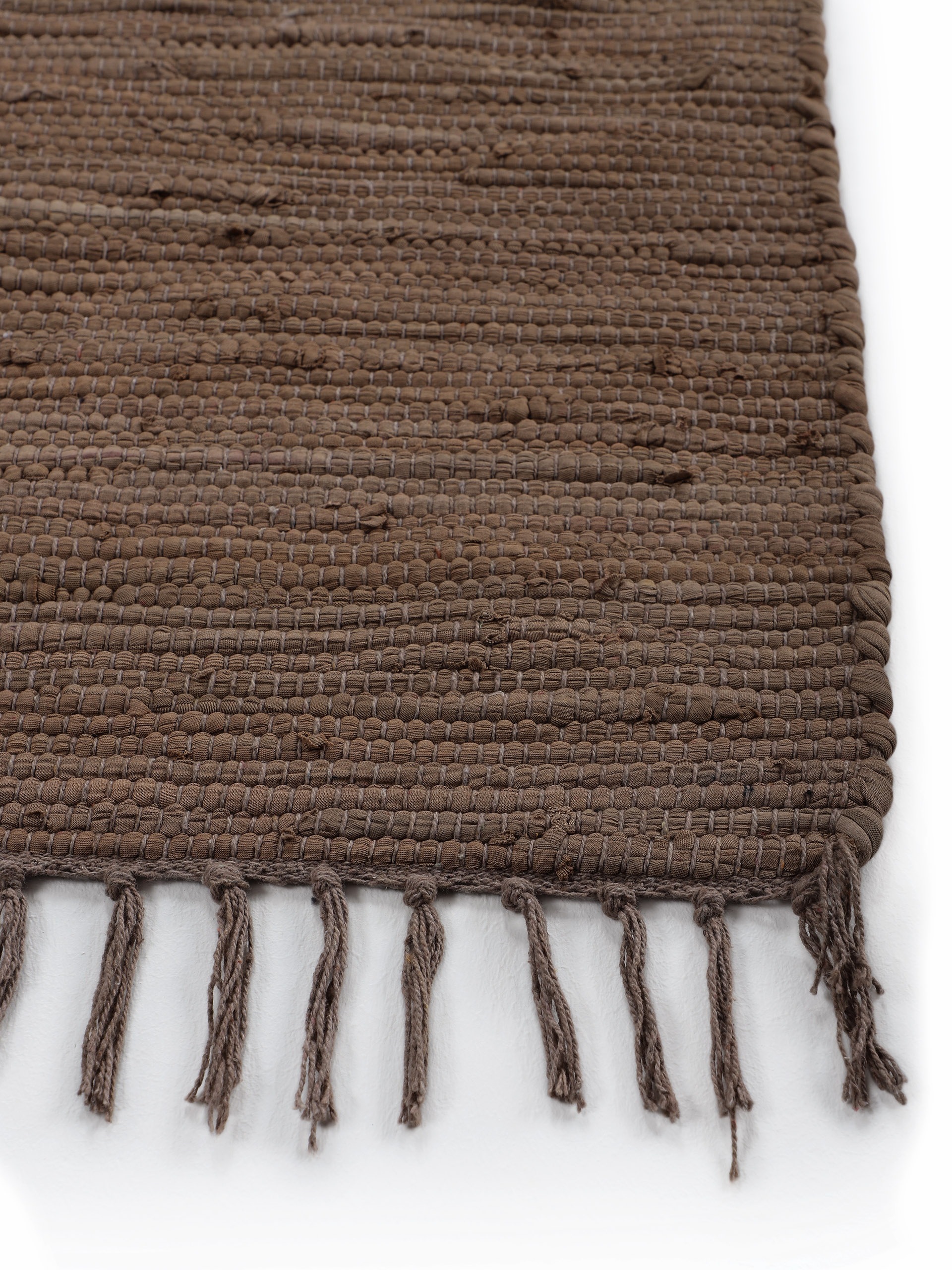 carpetfine Teppich »Kelim Chindi uni, auch als Läufer«, rechteckig, 5 mm Höhe, Wendeteppich, reine Baumwolle, handgewebt, Uni-Farben, mit Fransen