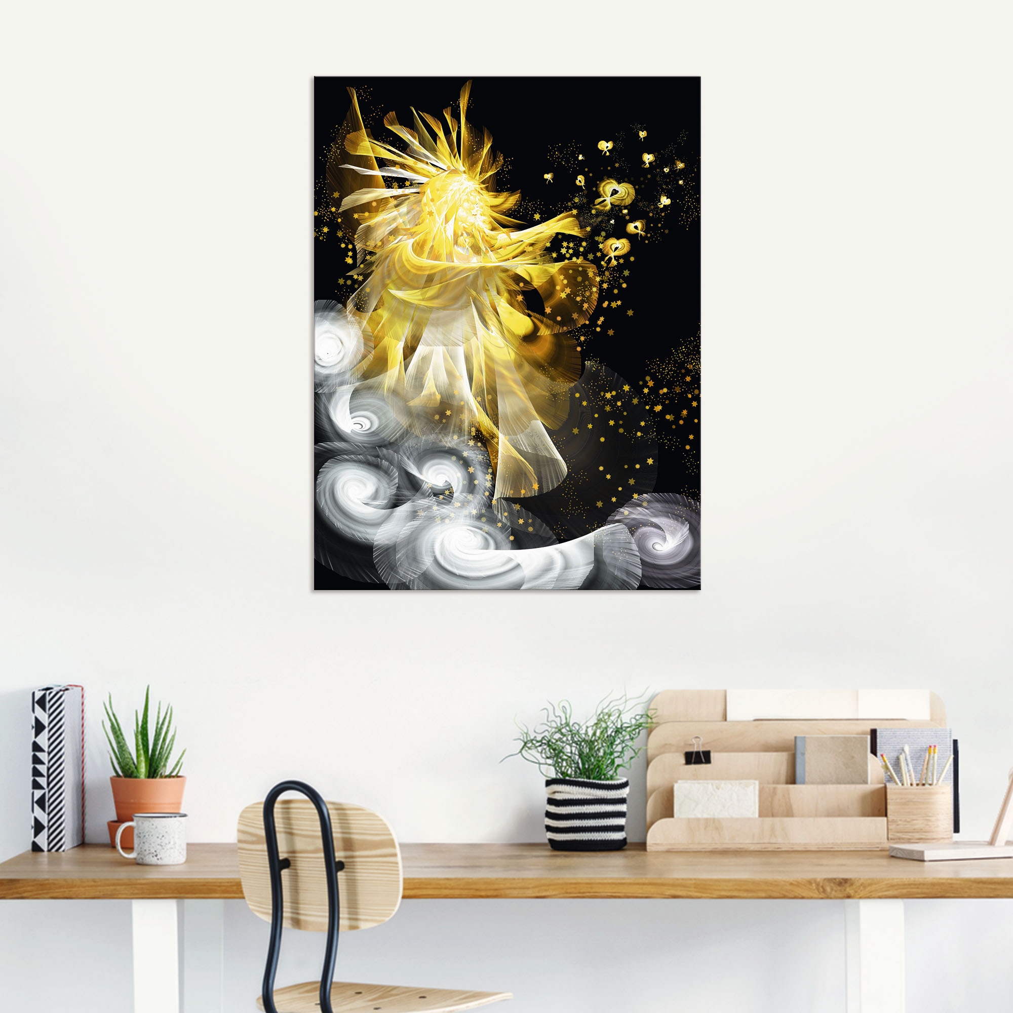 Artland Alu-Dibond-Druck »Goldener Schutzengel«, klassische Fantasie, (1 St.), für Innen- und Außenbereich geeignet, Outdoorbild