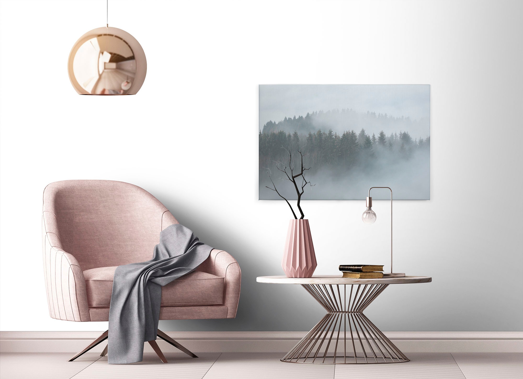 A.S. Création Leinwandbild »Misty Forest«, Kunst-Wald-Kinder, (1 St.), Nebel Bild Keilrahmen Leinwand-Bild Wohnzimmer modern Wandbild Kinder