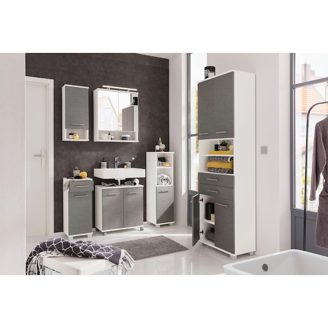 Schildmeyer Waschbeckenunterschrank »Palermo«, Breite 60 cm, Metallgriffe,  verstellbarer Einlegeboden, auf Rollen online kaufen