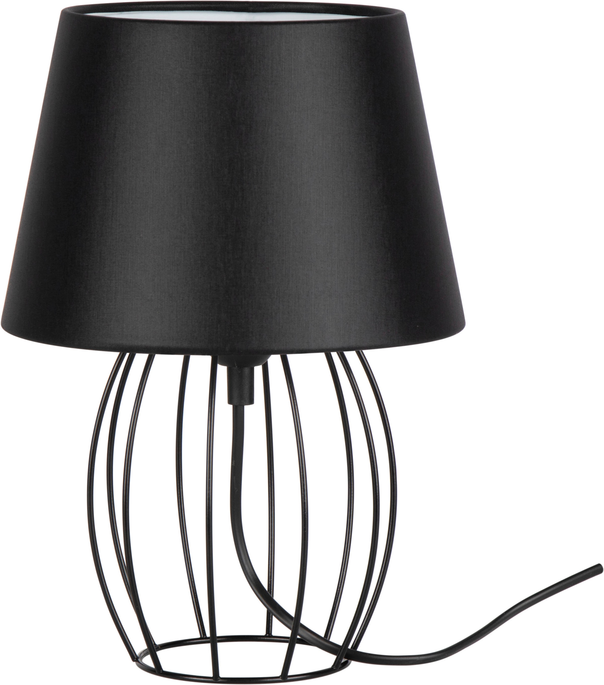 Places of Style Tischleuchte »Scafati«, 1 flammig, Leuchtmittel E27 | ohne Leuchtmittel, Tischlampe mit Stoffschirm schwarz, moderne Optik, Made in Europe