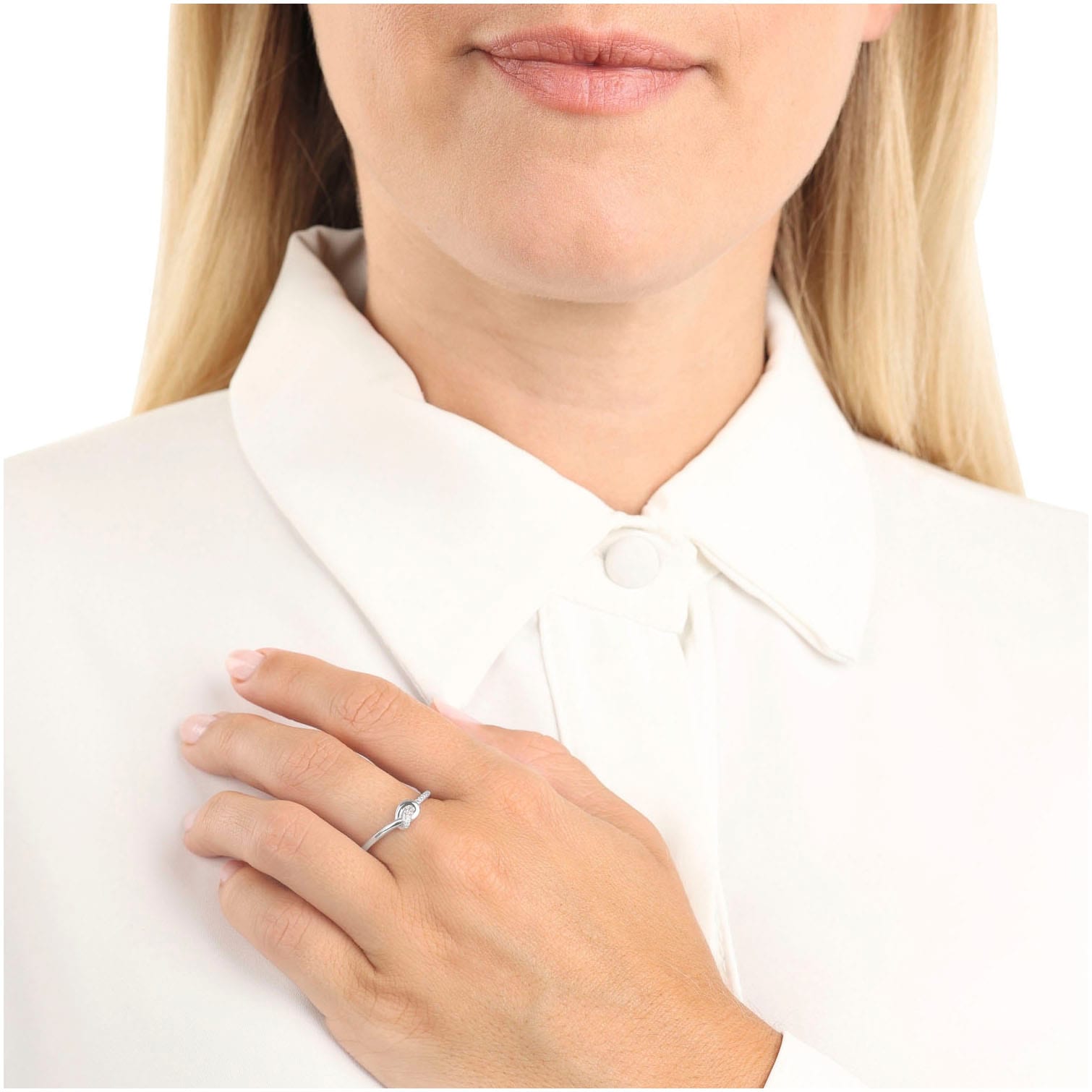 Amor Fingerring »Knoten-Optik« mit Zirkonia (synth.)