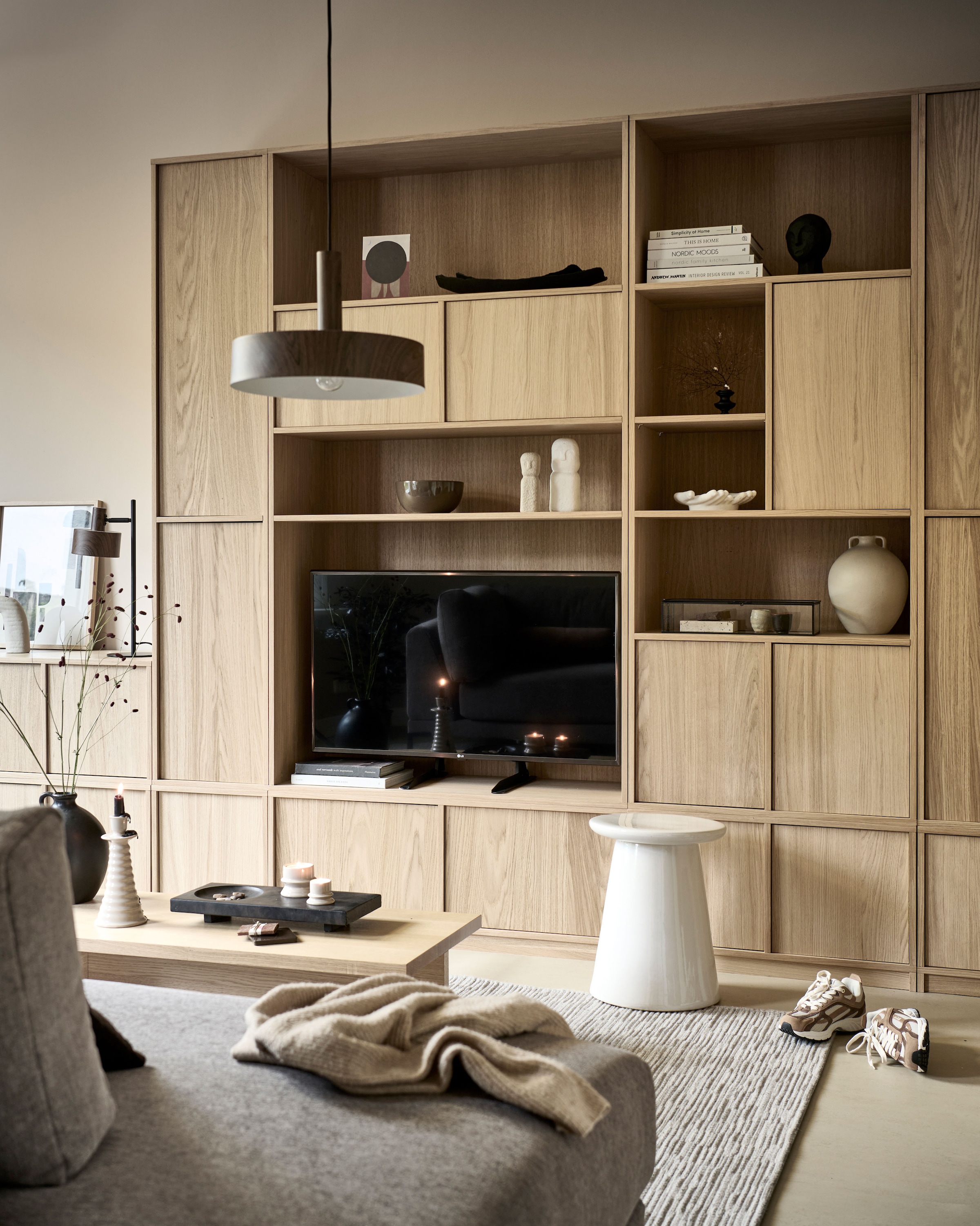 WOOOD Stauraumregal »Modulair mit Push-to-open und FSC® Eichenfurnier B110 x T40 x H199 cm« Vielfältige Fächergrößen, Tragkraft 15 kg pro Einlegeboden