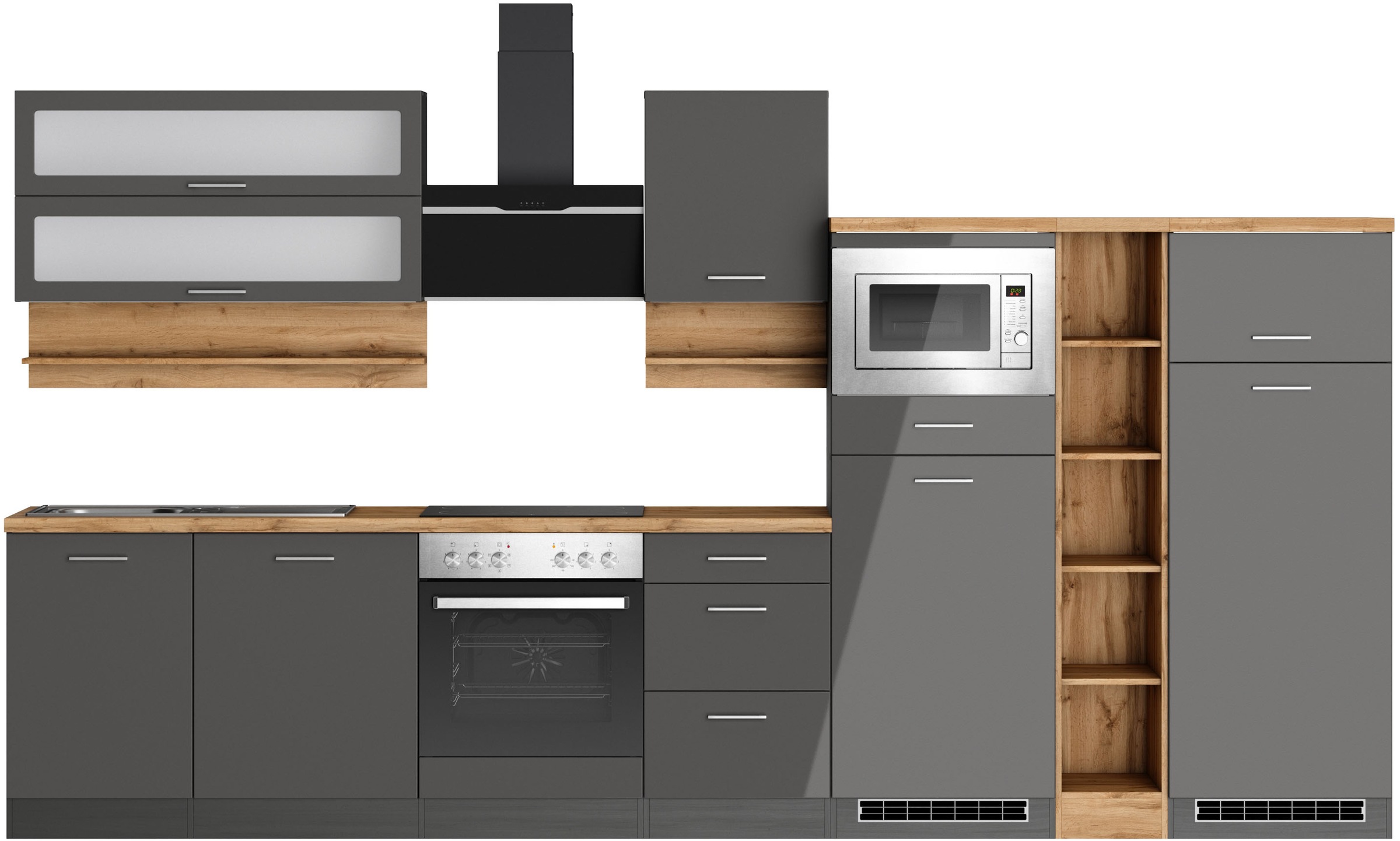KOCHSTATION Küchenzeile »KS-Milan«, 370 cm breit, robuste Metallauszüge, vi günstig online kaufen