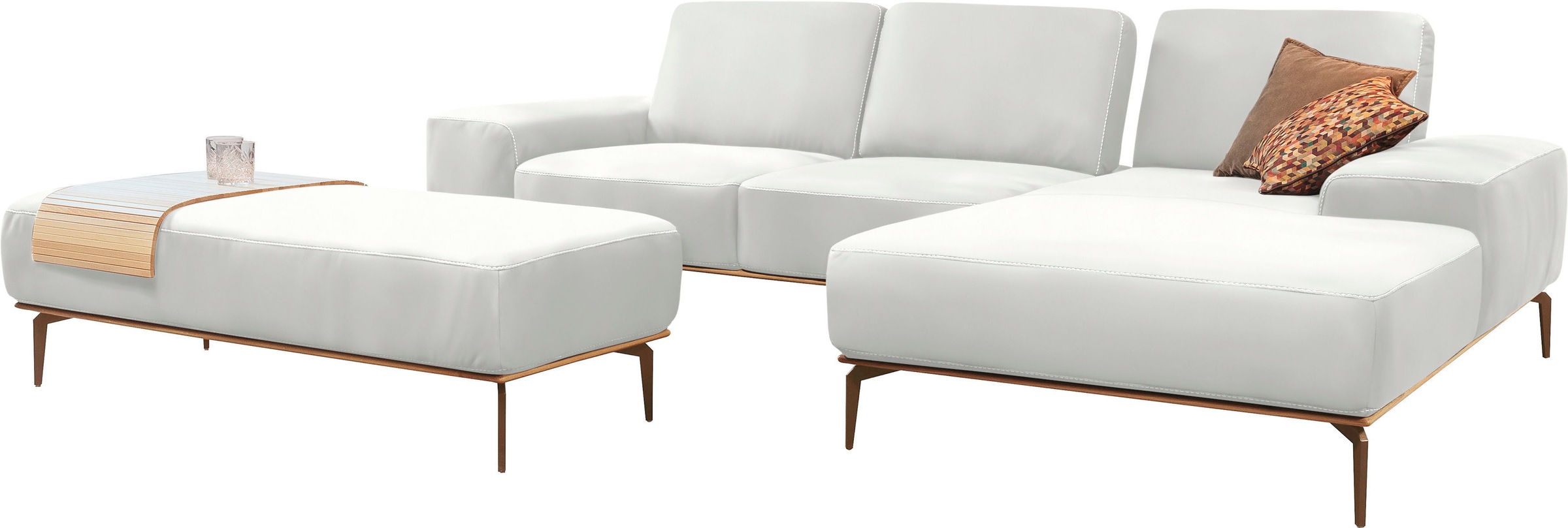 W.SCHILLIG Ecksofa »run, Designsofa mit tollem Sitzkomfort, L-Form«, mit Holzsockel, Füße in Bronze pulverbeschichtet, Breite 299 cm