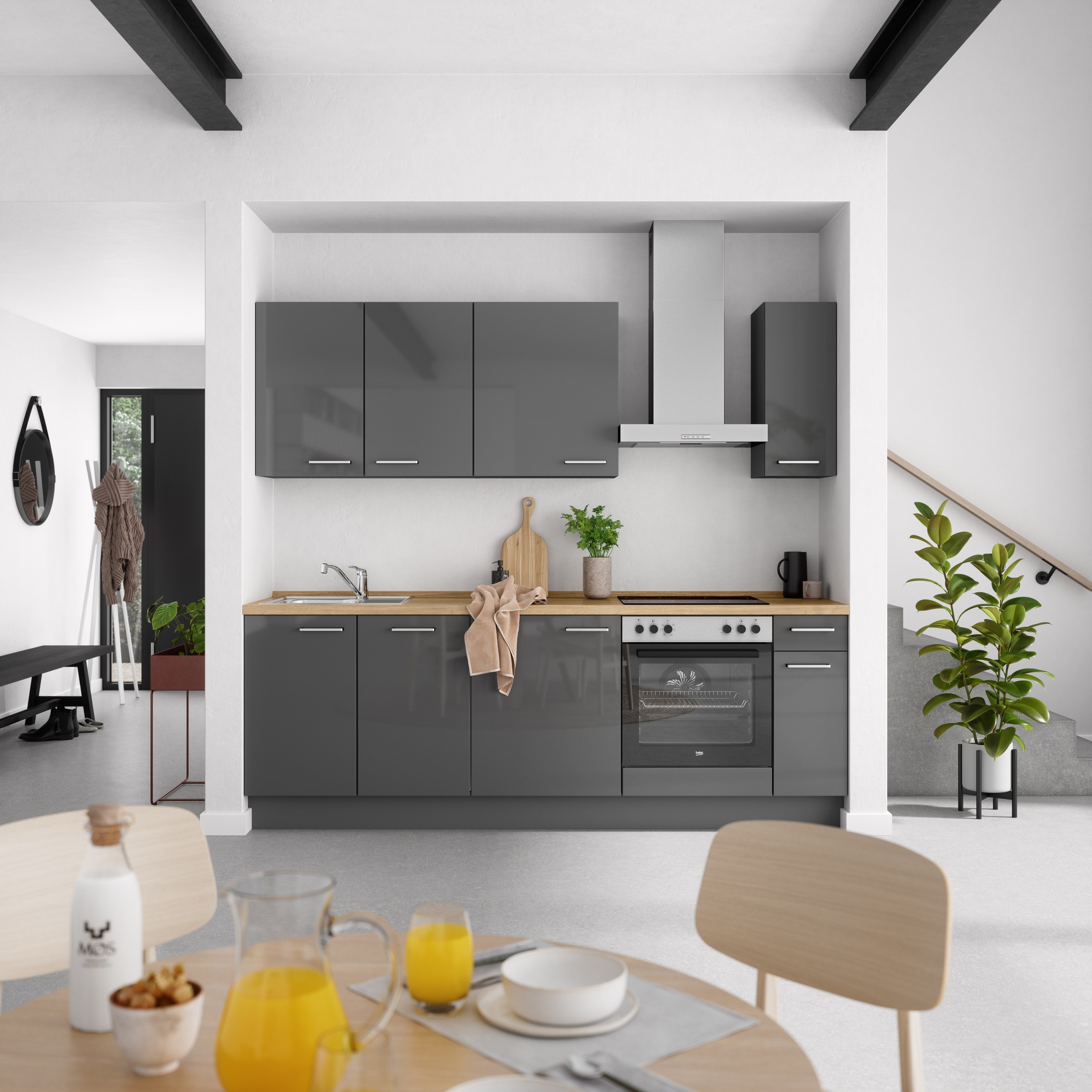nobilia® Küchenzeile »"Flash I"«, vormontiert, Ausrichtung wählbar, Breite 240 cm, wahlw. mit E-Geräten