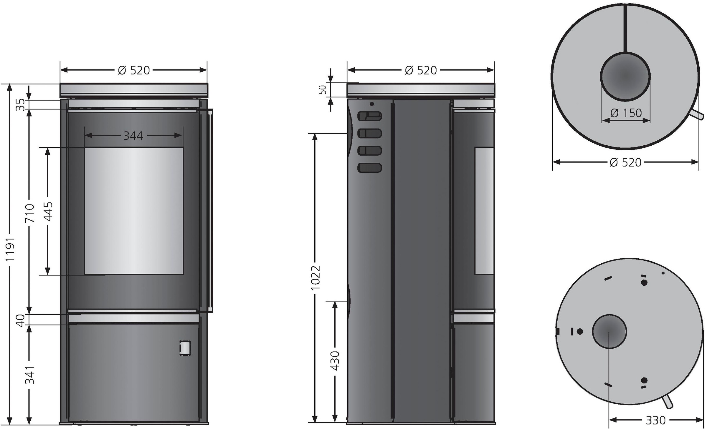 Oranier Kaminofen »Arena 2.0«, (2 tlg.), Abdeckplatte aus Glas