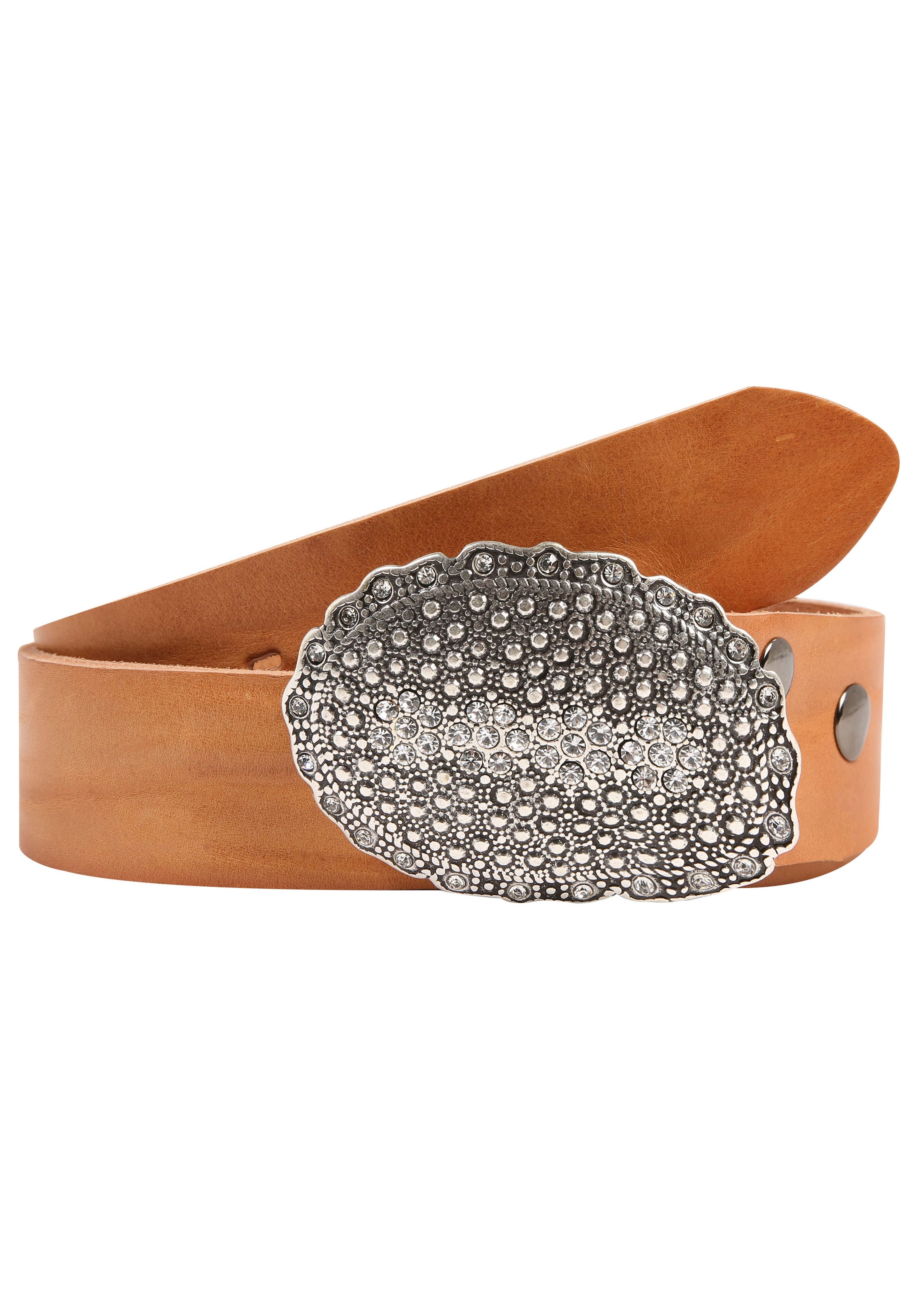 Rettungsring Gürtel Ledergürtel mit austauschbarer Schließe »Oval Nieten Mit Strass«