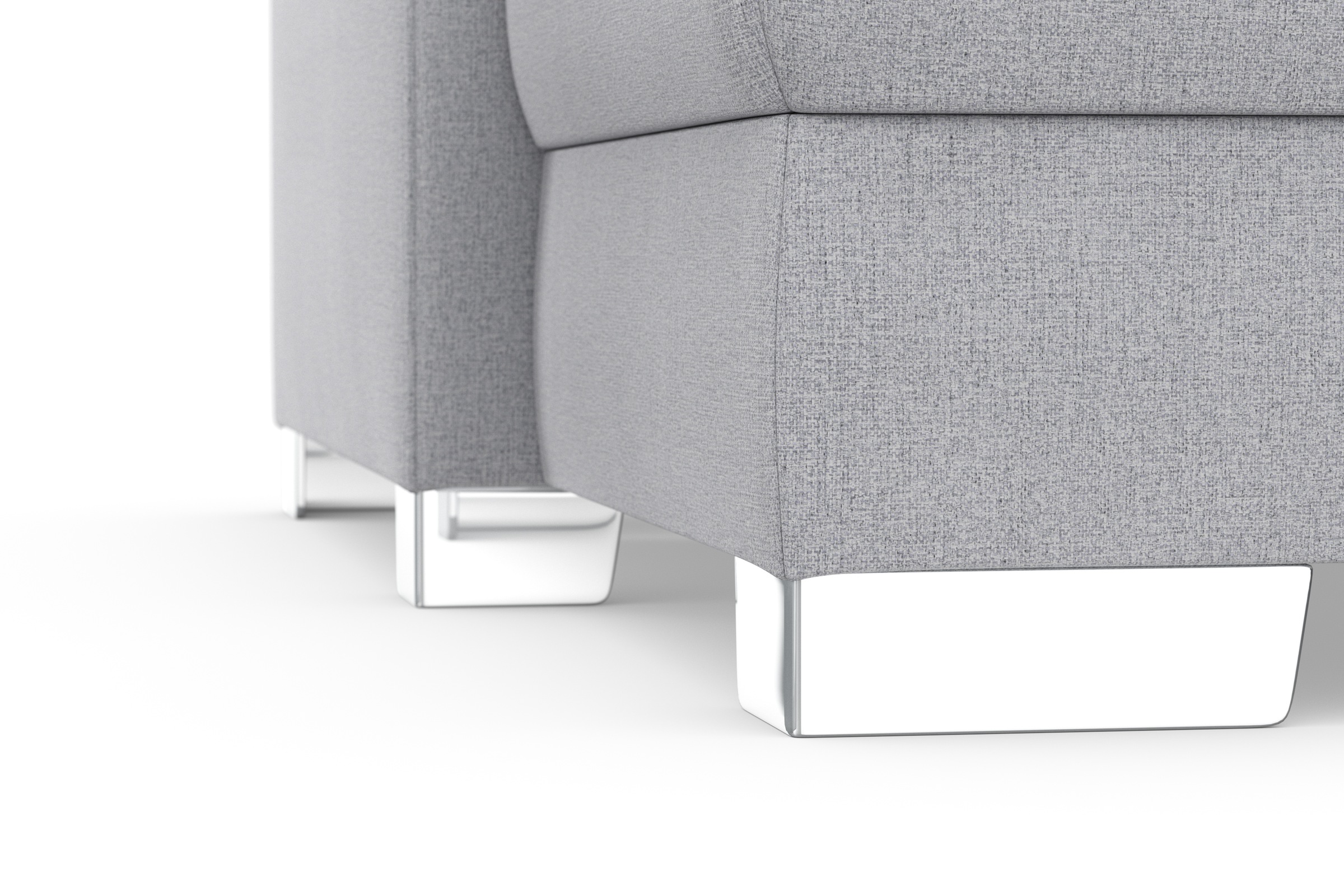 DOMO collection Ecksofa »Anzio L-Form, whlw. Bettfunktion, Federkern, hochwertig, Breite 271 cm«, Mit Bettfunktion, Recamiere links, Feinstruktur, silber
