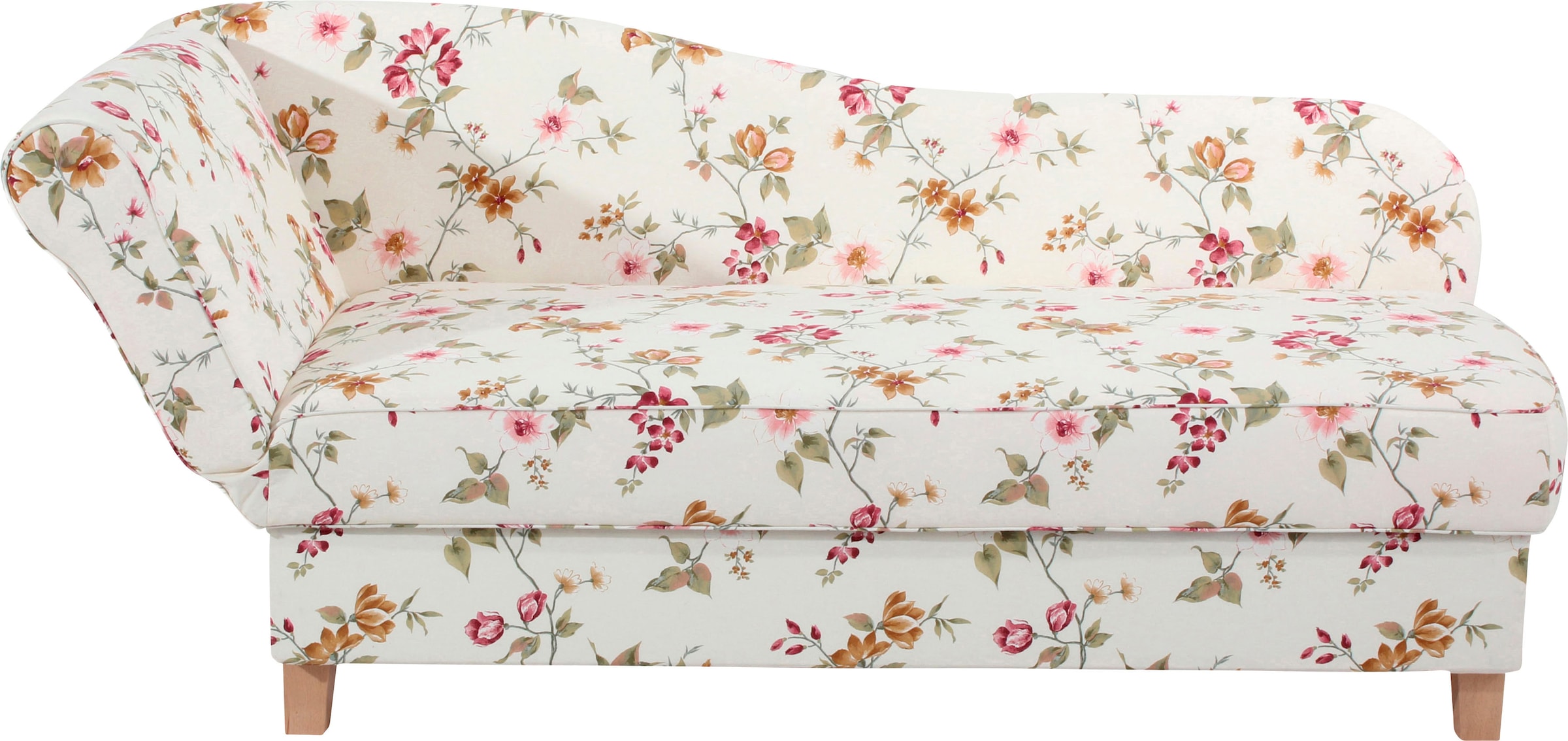 Max Winzer® Recamiere »Saturn mit verstellbarer Armlehne für hohen Sitz- und Relaxkomfort«, Armlehne links oder rechts, mit Blumenmuster, inkusive 4 Kissen
