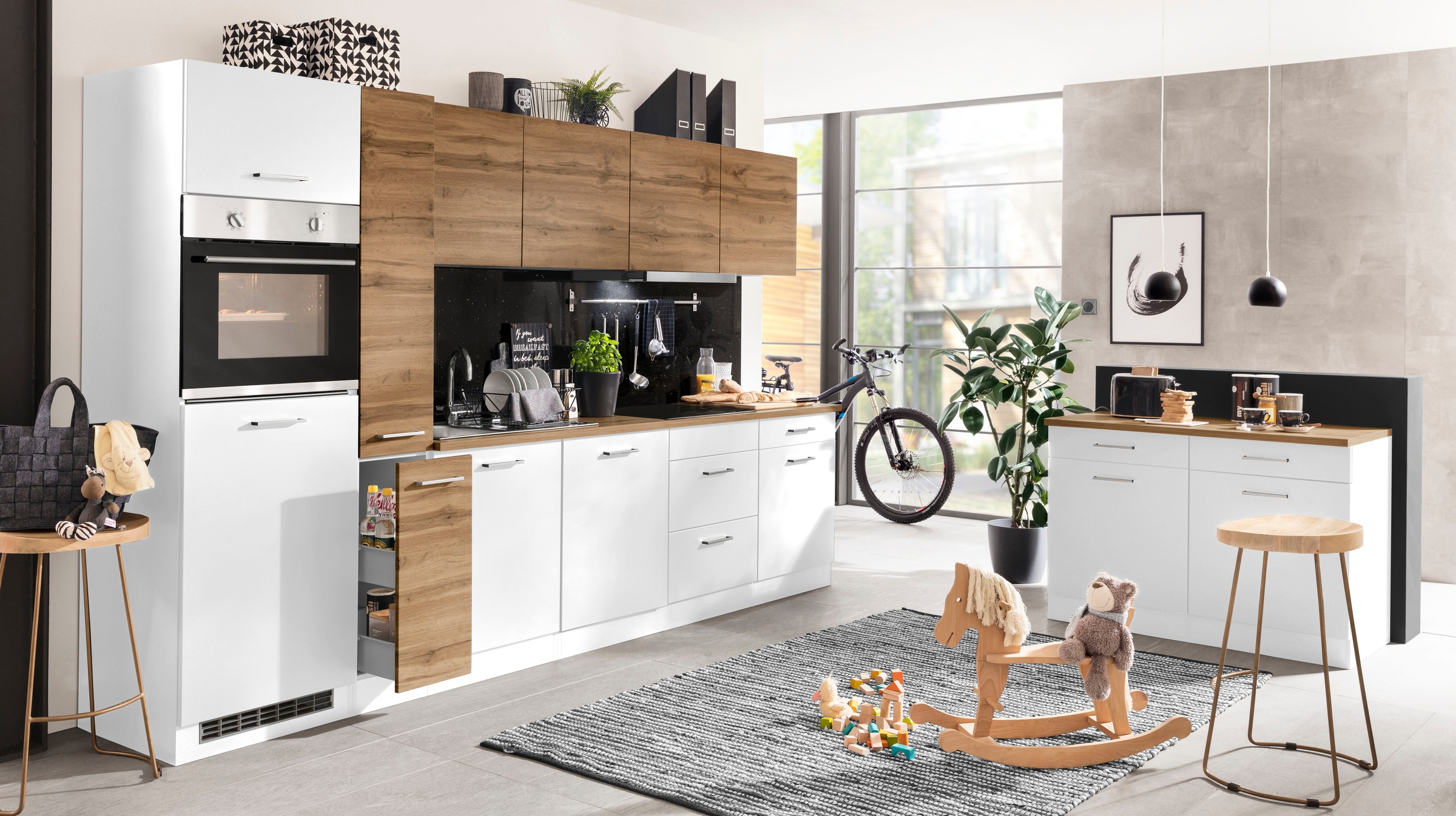 KOCHSTATION Küchenzeile »KS-Kehl«, mit E-Geräten, Breite 330 cm, inkl. Kühlschrank und Geschirrspüler
