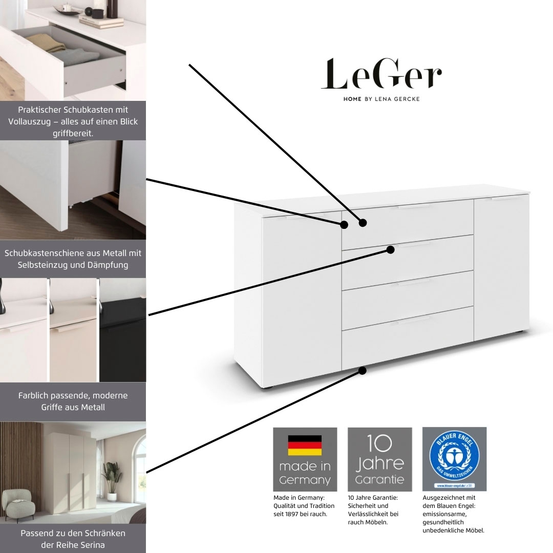 LeGer Home by Lena Gercke Kommode »Kommode Sideboard Schubladenkommode SERINA eleganter Eyecatcher« inkl. SOFT-CLOSE-FUNKTION,  mit 4 Schubkästen und 2 Türen sowie Metallgriffen MADE IN GERMANY