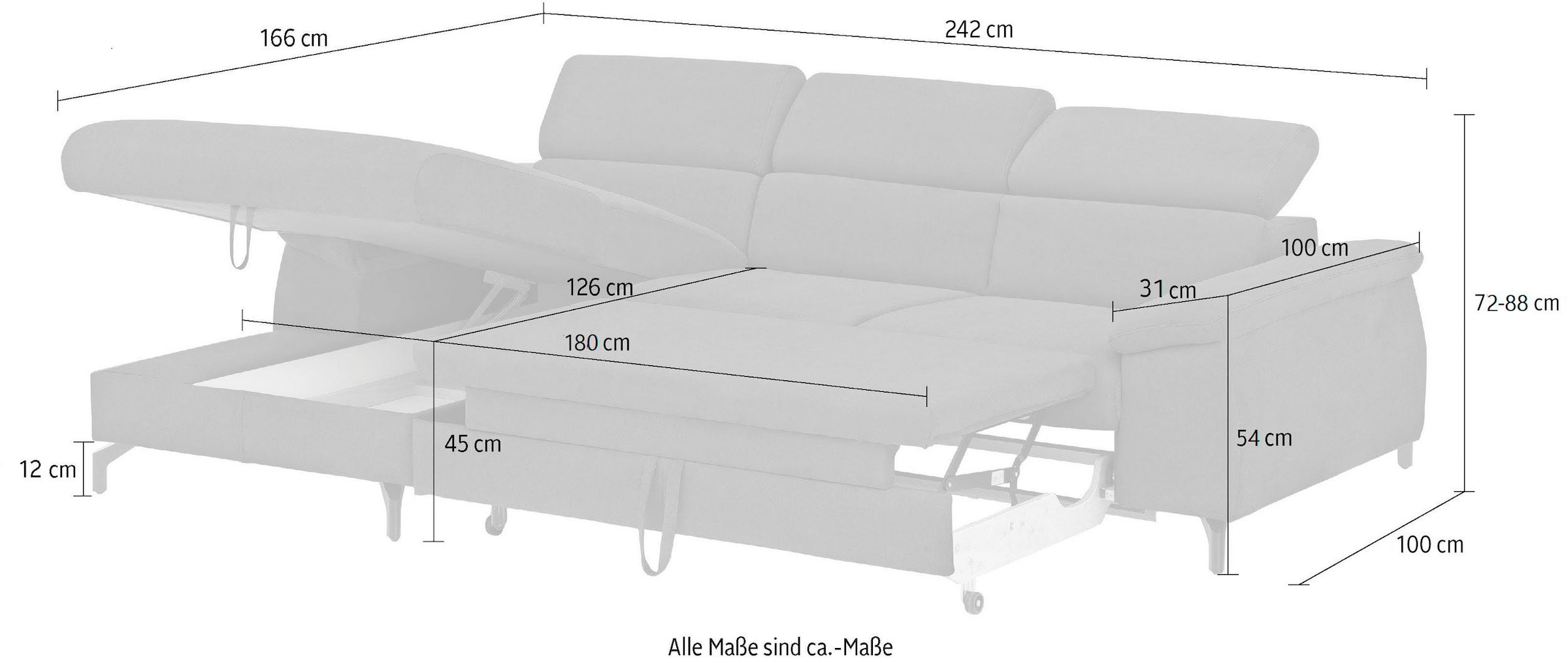 COTTA Ecksofa »Kitty L-Form«, inkl. Kopfteilverstellung, optional mit Bettfunktion u. Bettkasten