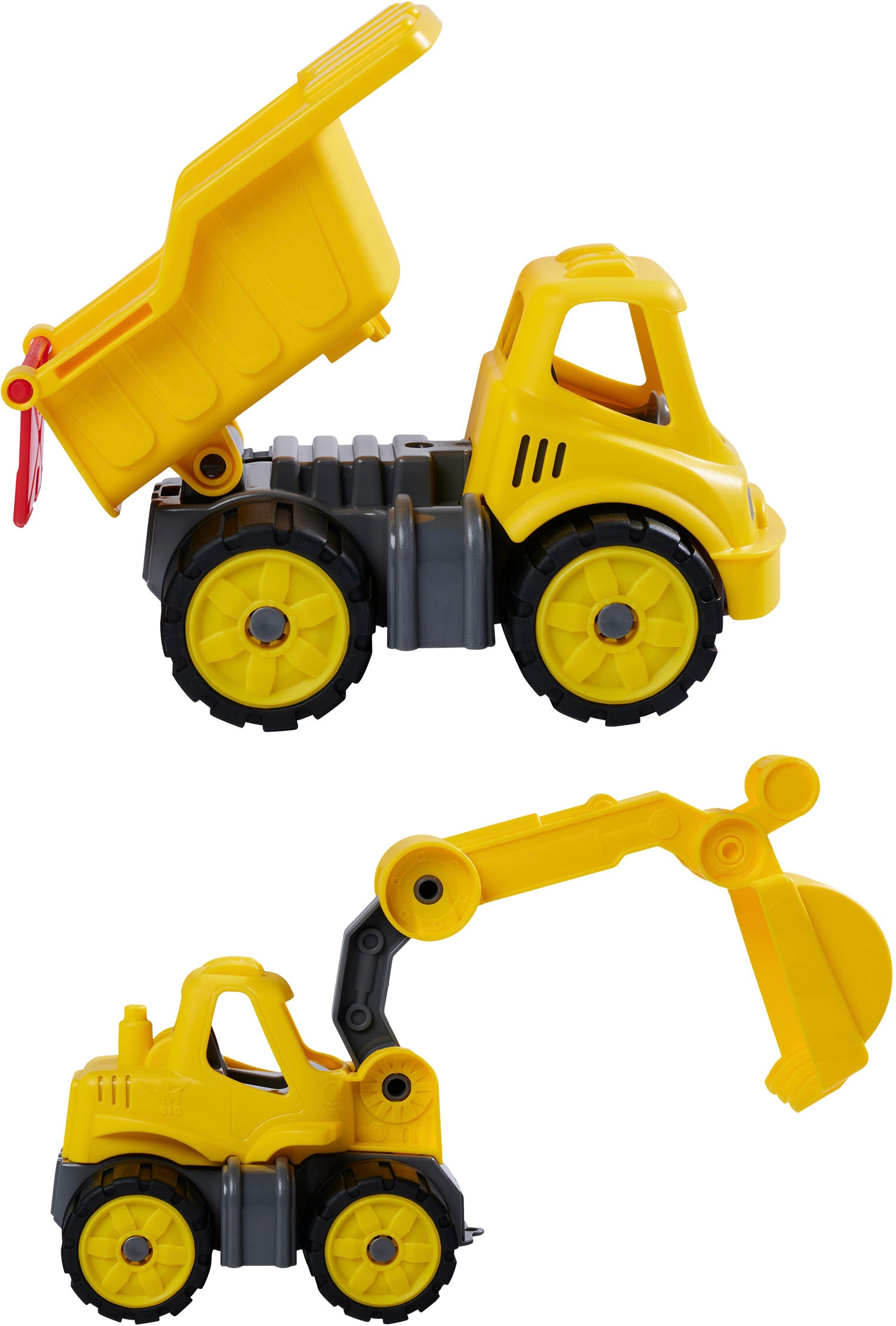 BIG Spielzeug-Baumaschine »Power-Worker Mini«, (Set, bestehend aus Kipper und Bagger), Sandspielzeug, Made in Germany
