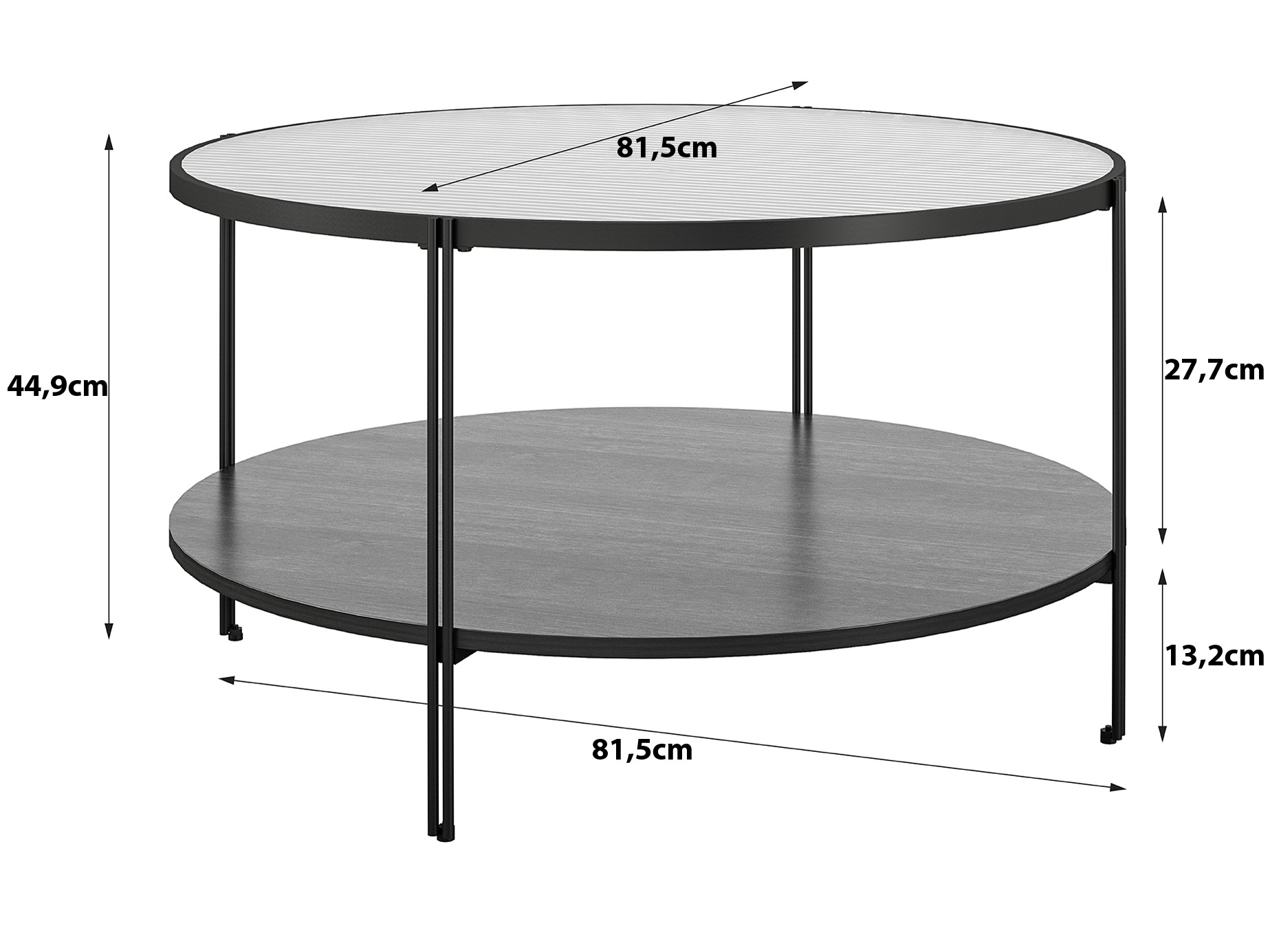 Dorel Home Couchtisch »Wainwright«, (1 St.), mit Tischplatte aus Glas, Ablageboden, Breite 81,5 cm, Höhe 45 cm