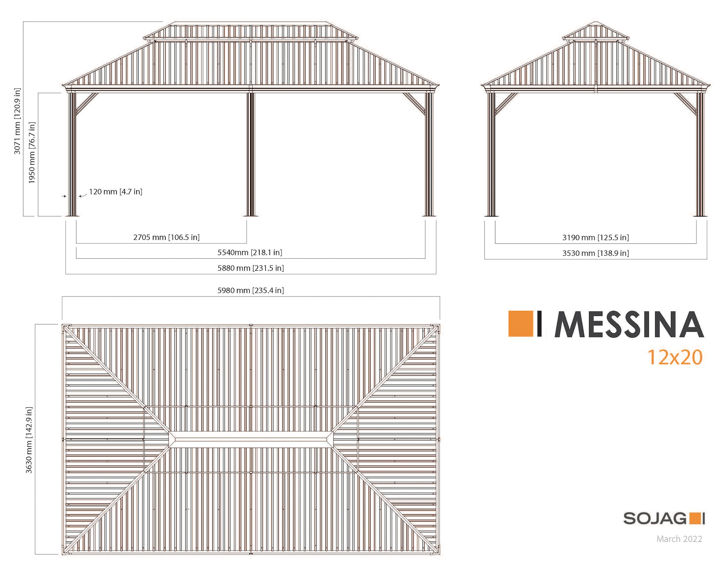 Sojag Pavillon »Messina«, (Set), BxTxH: 598x363x307 cm, inkl. Westmann Heizstrahler und Moskitonetz