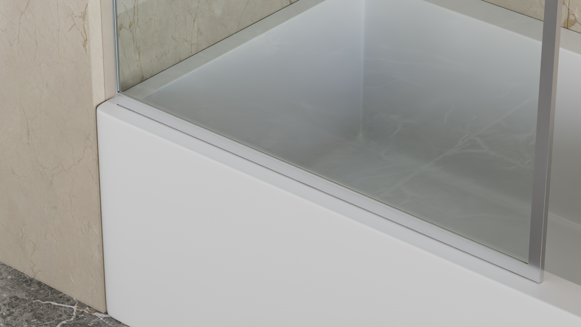 welltime Badewannenaufsatz »Block« 1 Stk. tlg. 6mm ESG und Antikalkversiegelung,extra schlanker Rahmen