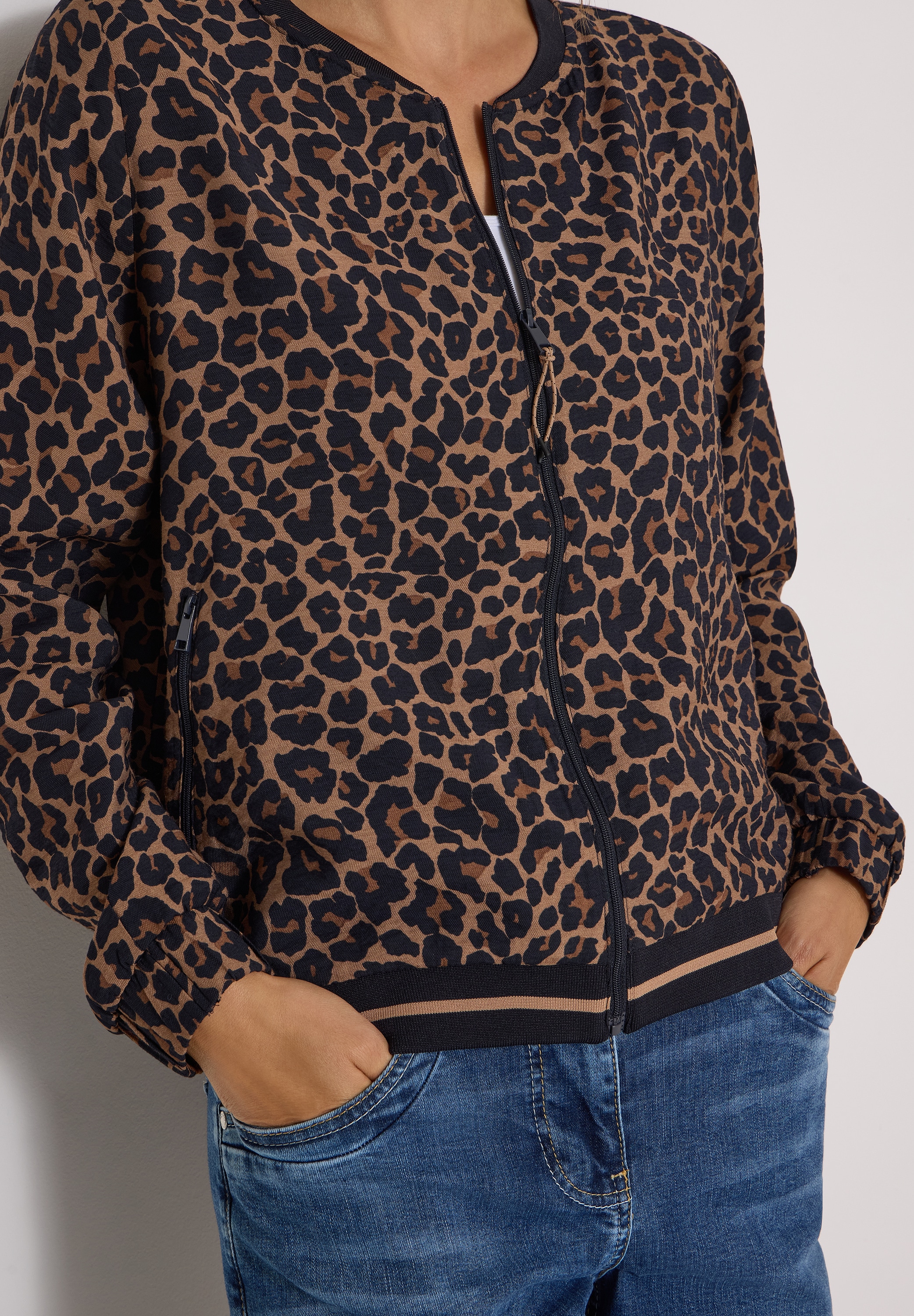 Cecil Blouson Elastikbund, Viskosemischung, Animal Print