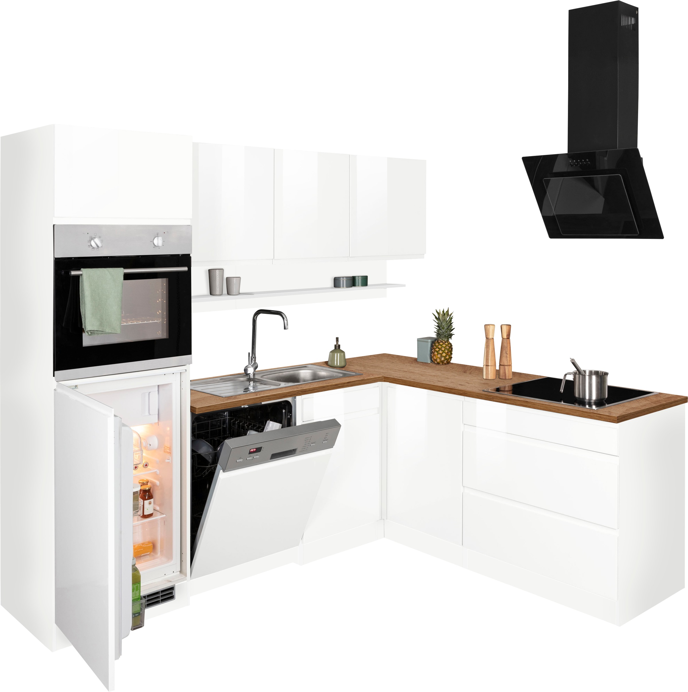 KOCHSTATION Winkelküche »KS-Virginia,neu in verbesserter Ausführung« Stellbreite 230/190 cm, Soft-Close,wahlweise mit Induktion