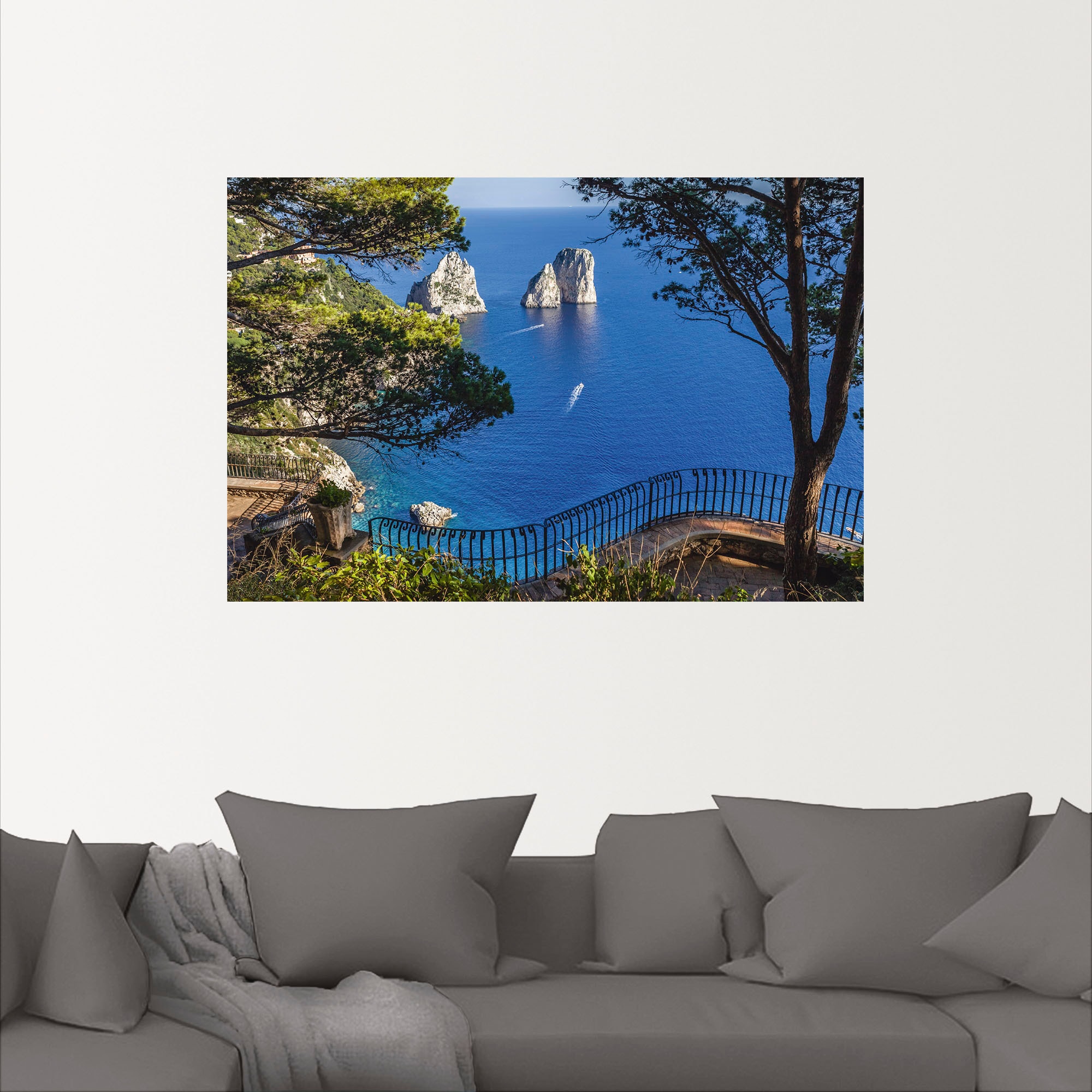 Artland Wandbild »Faraglione-Felsen Alubild, auf Wandaufkleber auf bestellen St.), versch. Capri, Bilder, Poster Leinwandbild, Größen (1 Italien«, oder Meer in als Raten