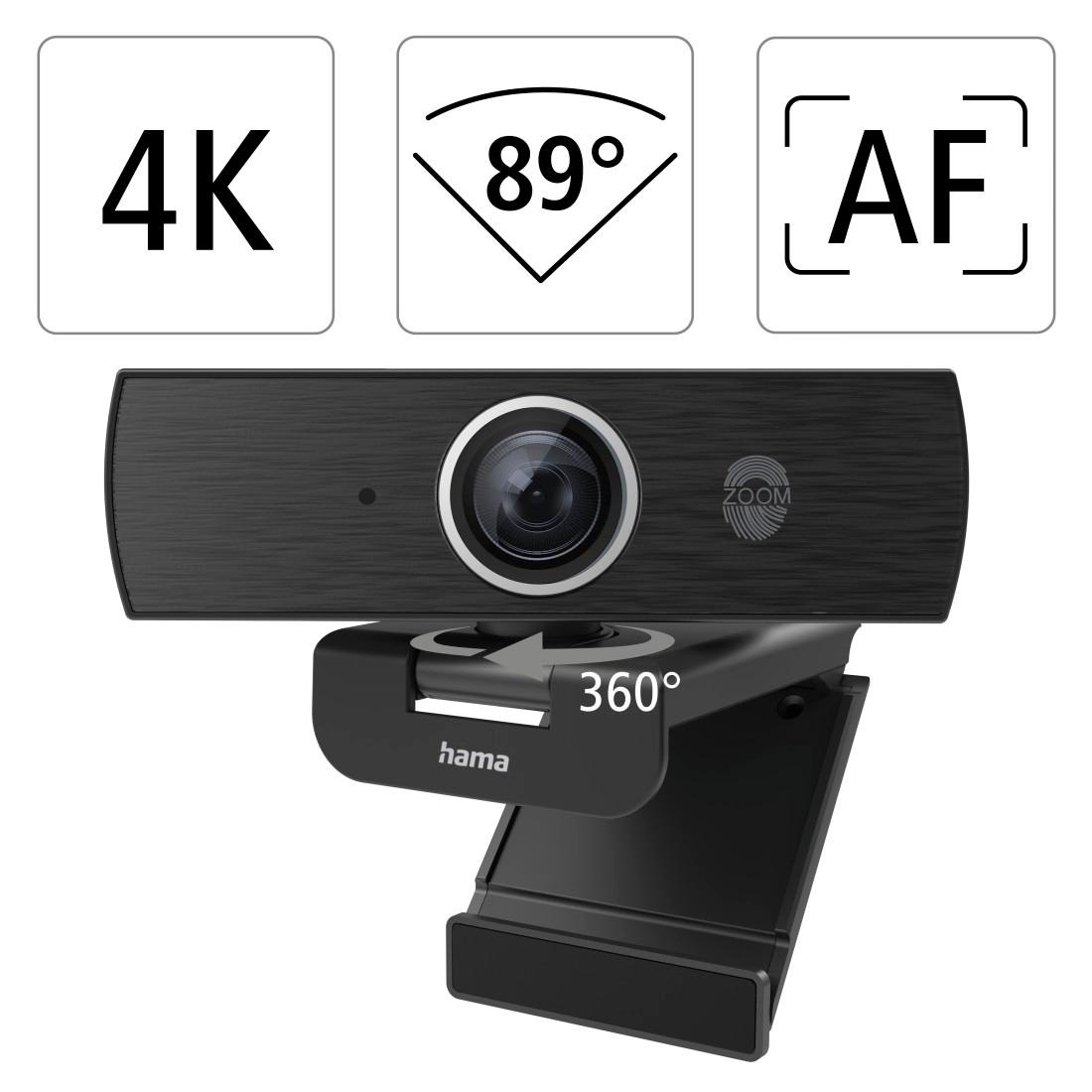 Hama Webcam »Ultra HD2160p Webcam mit flexiblem Neigungswinkel, Rauschunterdrückung« - Zusatzfunktionen: 1/4 Zoll-Gewinde, Autom. Belichtungsanpassung