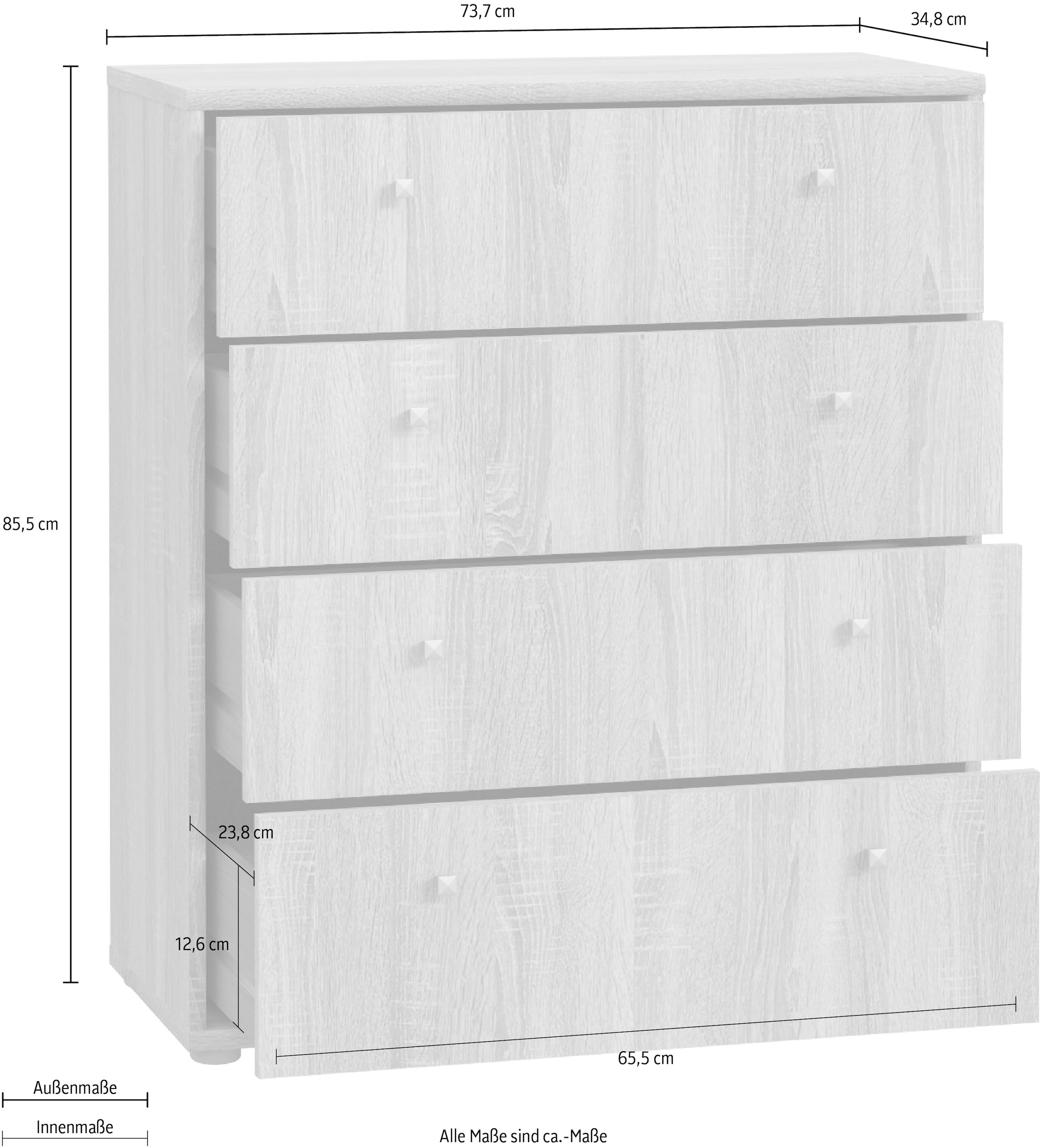FORTE Kommode »Tempra«, Breite 73,7 cm