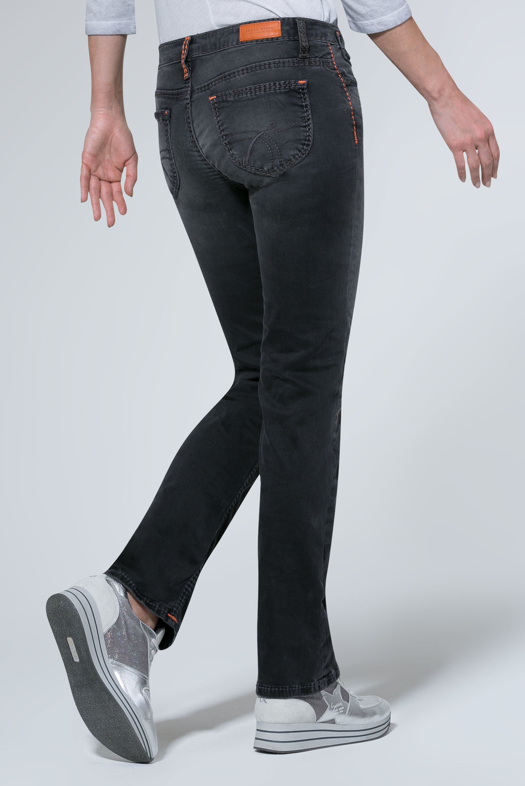 SOCCX Comfort-fit-Jeans, mit Kontrast-Steppungen