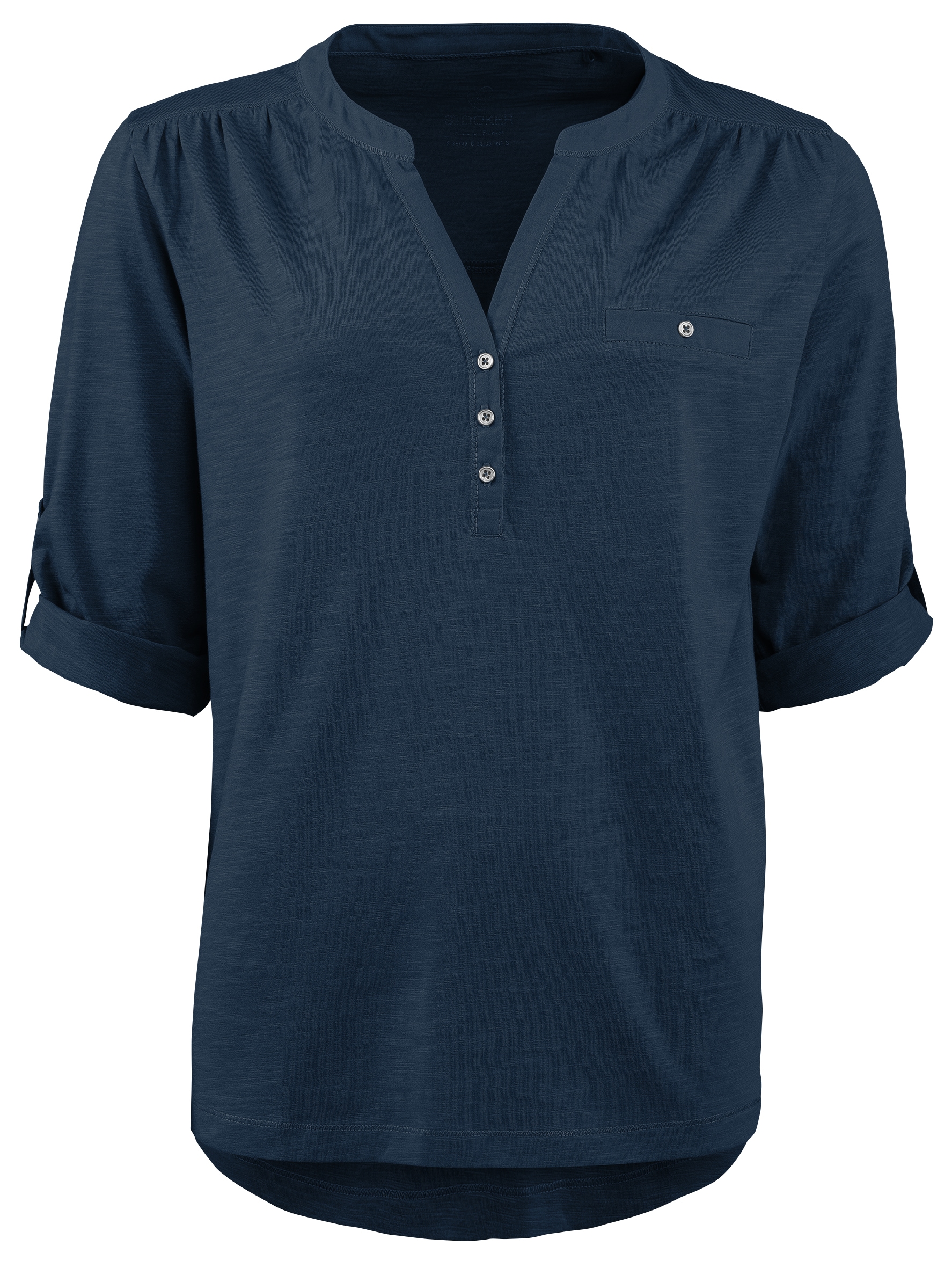 STOOKER WOMEN 3/4-Arm-Shirt »MARIE T-Shirt 3/4-Arm«, Regular Fit Slub Yarn Baumwolle Henley Shirt Knopfleiste für Damen