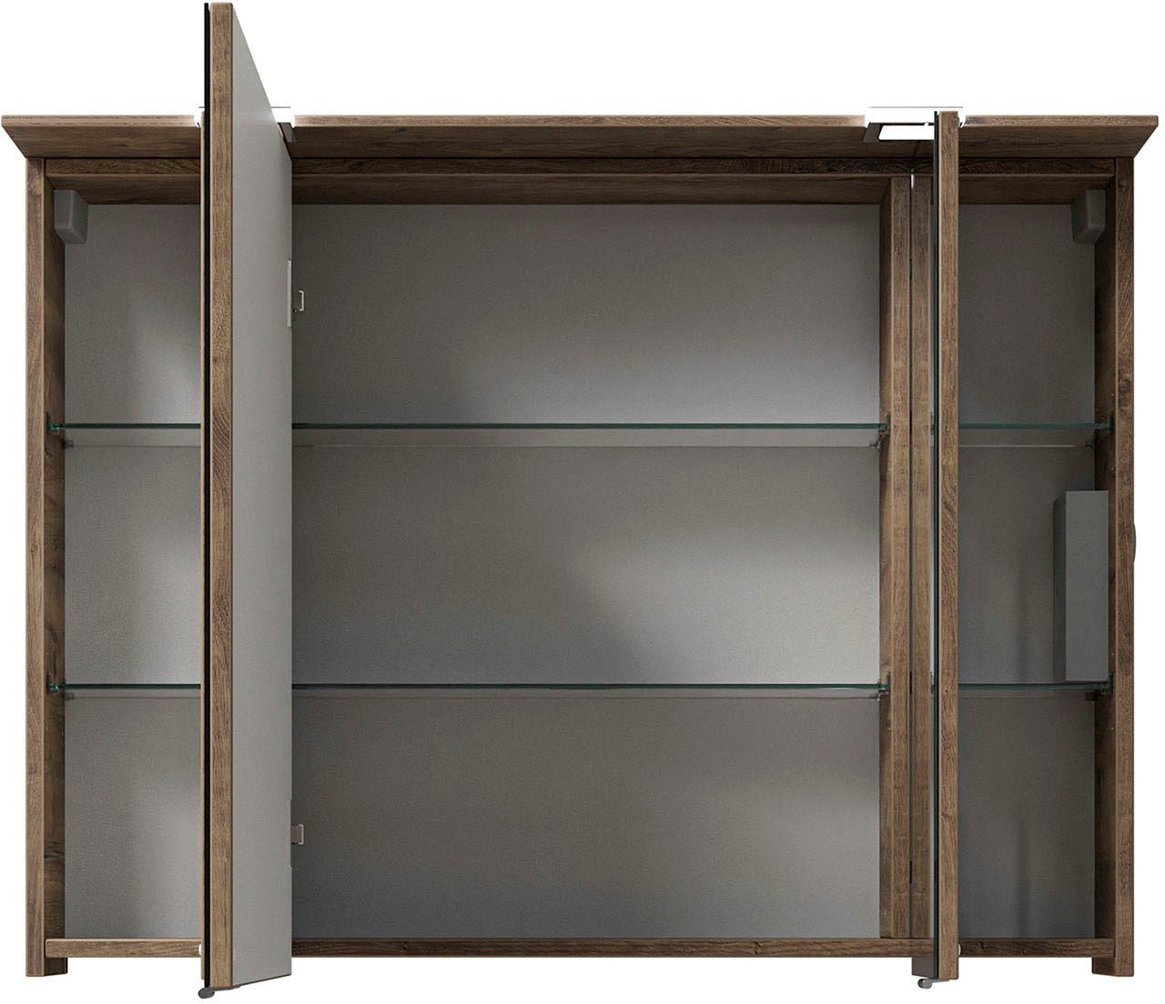 Saphir Badmöbel-Set »Serie 6025 2-teilig Mineralmarmor-Waschtisch mit LED-Spiegelschrank«, (2 St.), Waschplatz 97 cm breit, 2 Schubladen, 3 Spiegel-Türen, inkl Türdämpfer