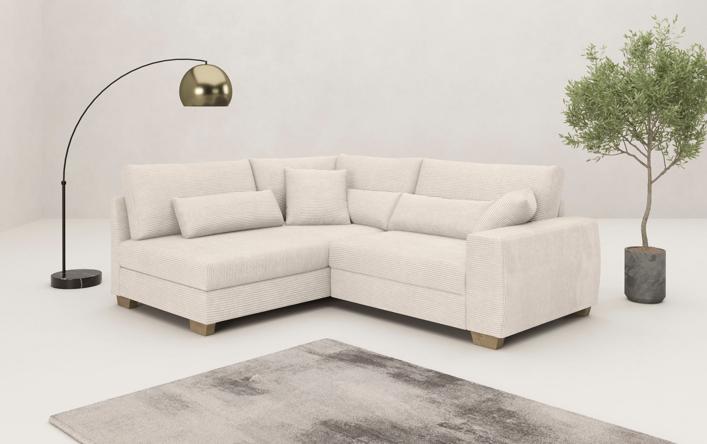 Mr. Couch Ecksofa »Hilla L-Form« Mit Federkern, wahlweise mit Bettfunktion günstig online kaufen