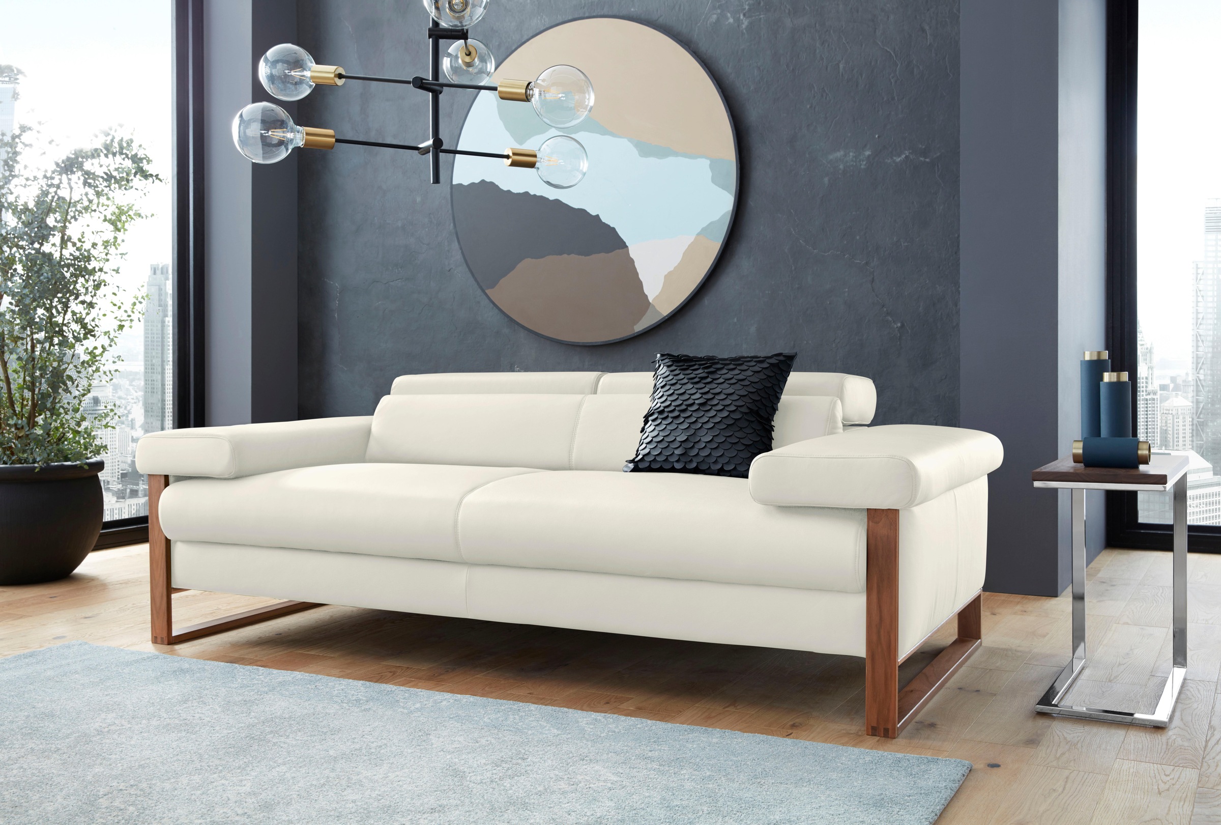 W.SCHILLIG 2-Sitzer »finn«, German Design Award 2016, Fußgestell Nussbaum natur, Breite 210 cm