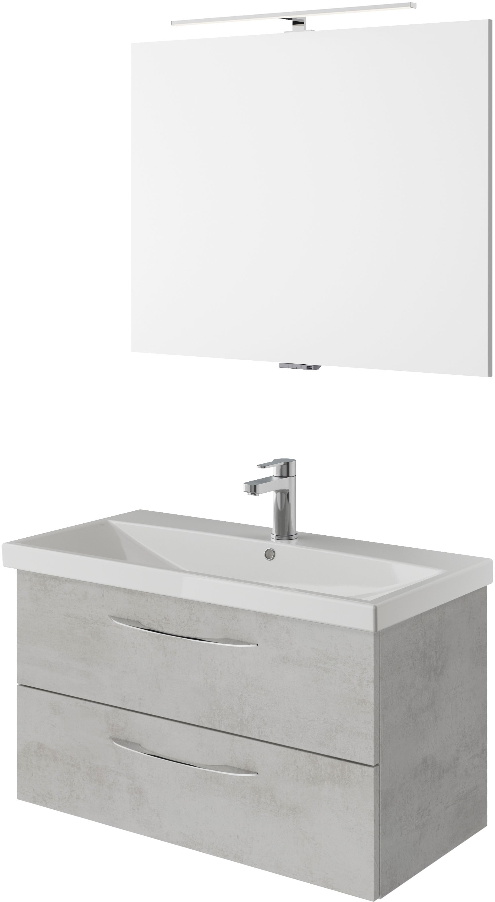 Saphir Badmöbel-Set »Serie 4035 2-teilig, Keramikwaschtisch mit LED-Spiegel, 90 cm breit« Set, 