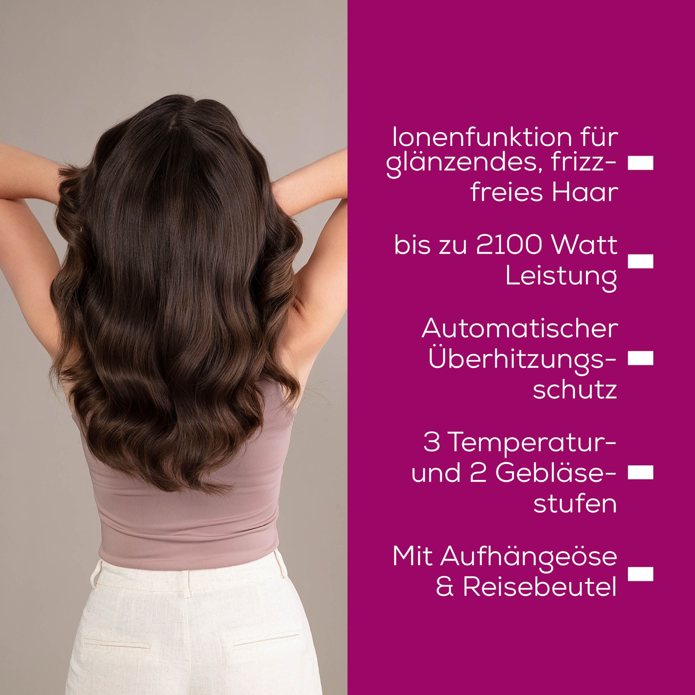 BEURER Ionic-Haartrockner »HC 70, Haartrockner mit Ionenfunktion, mit Leistungsstarkem DC-Motor«, 2100 W, 2 Aufsätze, Mit Ionenfunktion, DC-Motor und Kaltluftstufe