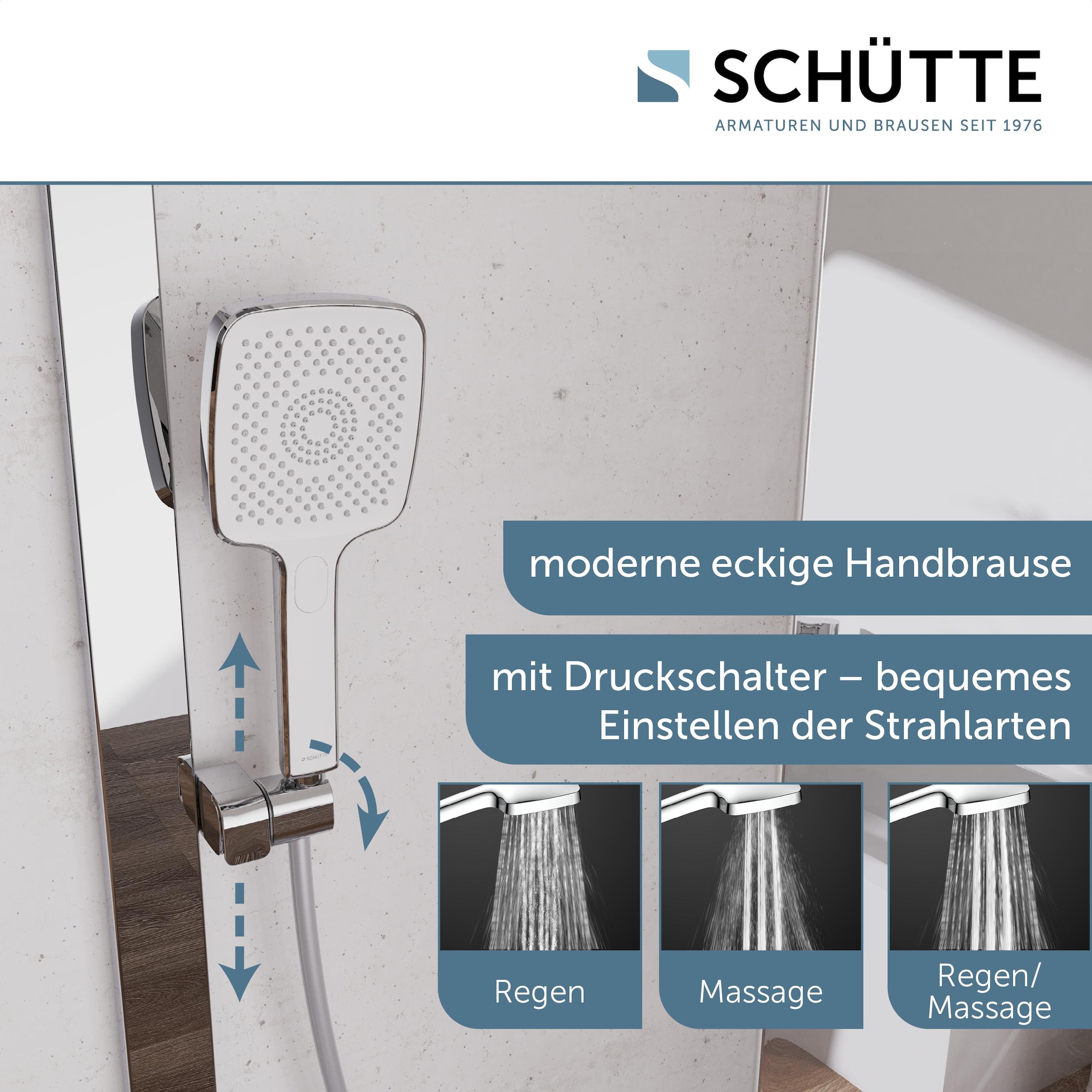 Schütte Duschsystem »HAWAII Überkopfbrause-Set«, (Komplett-Set, Inkl. Montagematerial und Dichtungen), mit Thermostatarmatur, Glasablage, Brausehalter