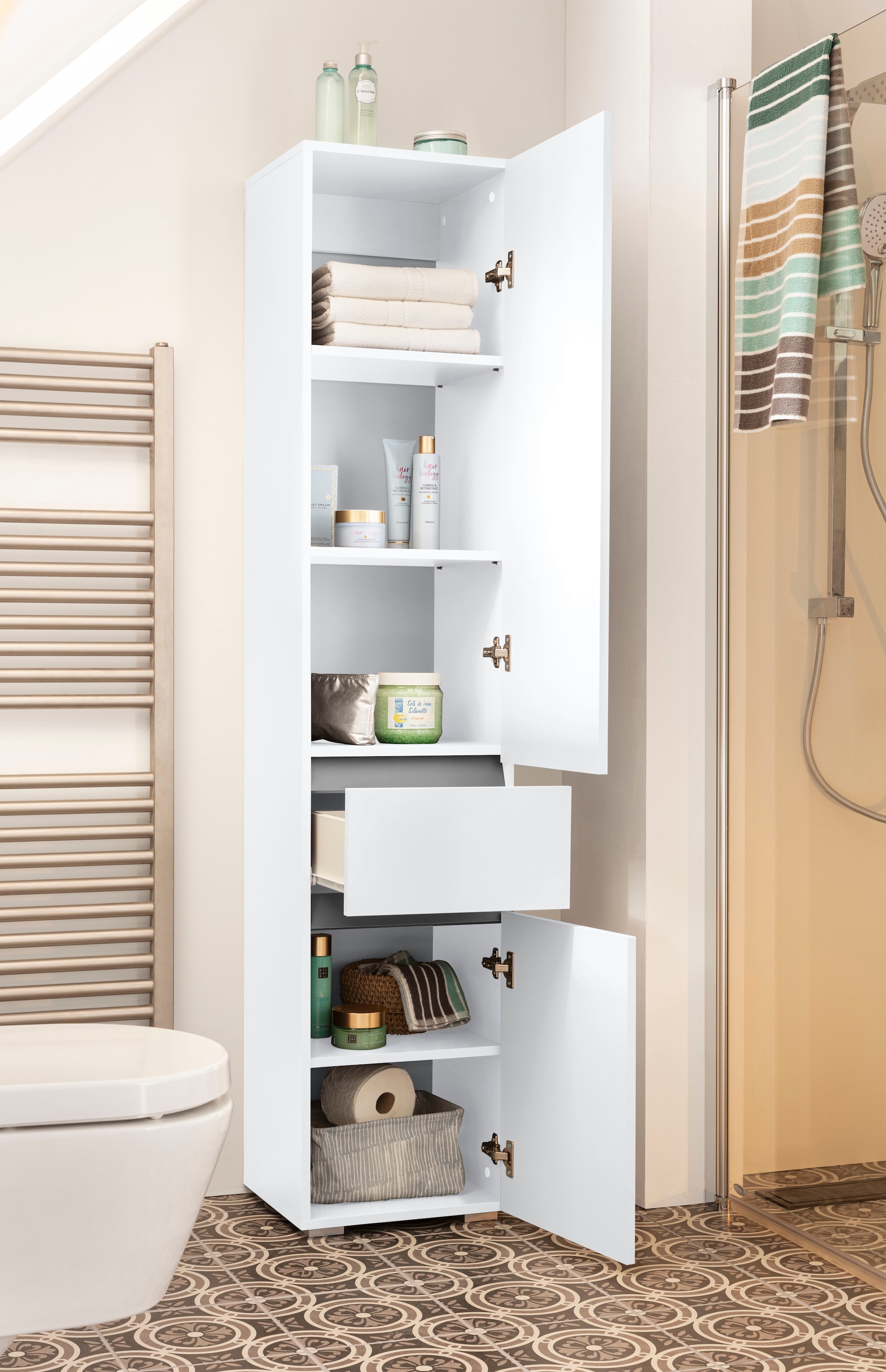 Home affaire Hochschrank »Wisla«, Höhe 180 cm, mit Türen & Schubkasten