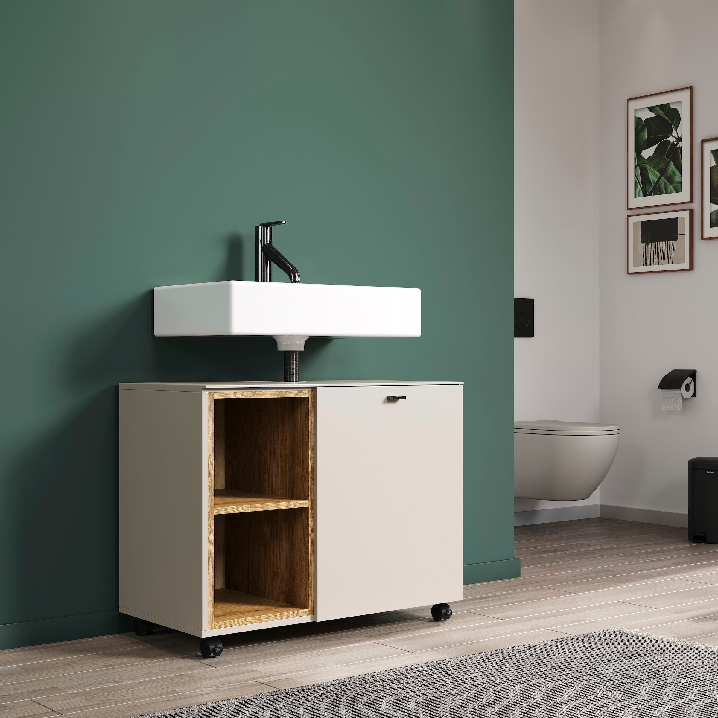 welltime Waschbeckenunterschrank »San Pedro« 1 Stk. tlg. Waschbeckenunterschrank a. Rollen, Soft-Close 80/42/64 cm