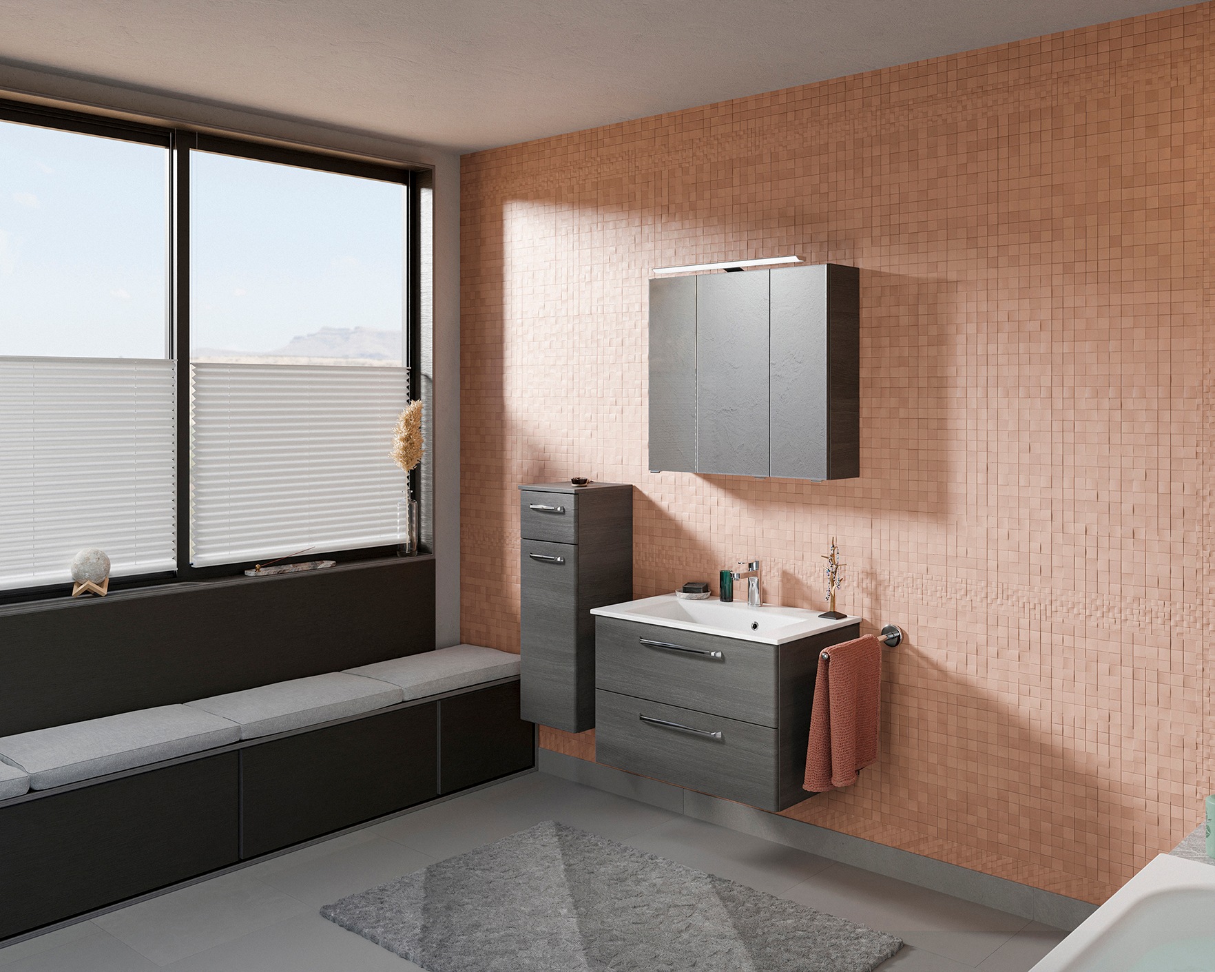 Saphir Badmöbel-Set »Badmöbel-Set Trentino 3-tlg Mineralmarmorwaschtisch LE günstig online kaufen