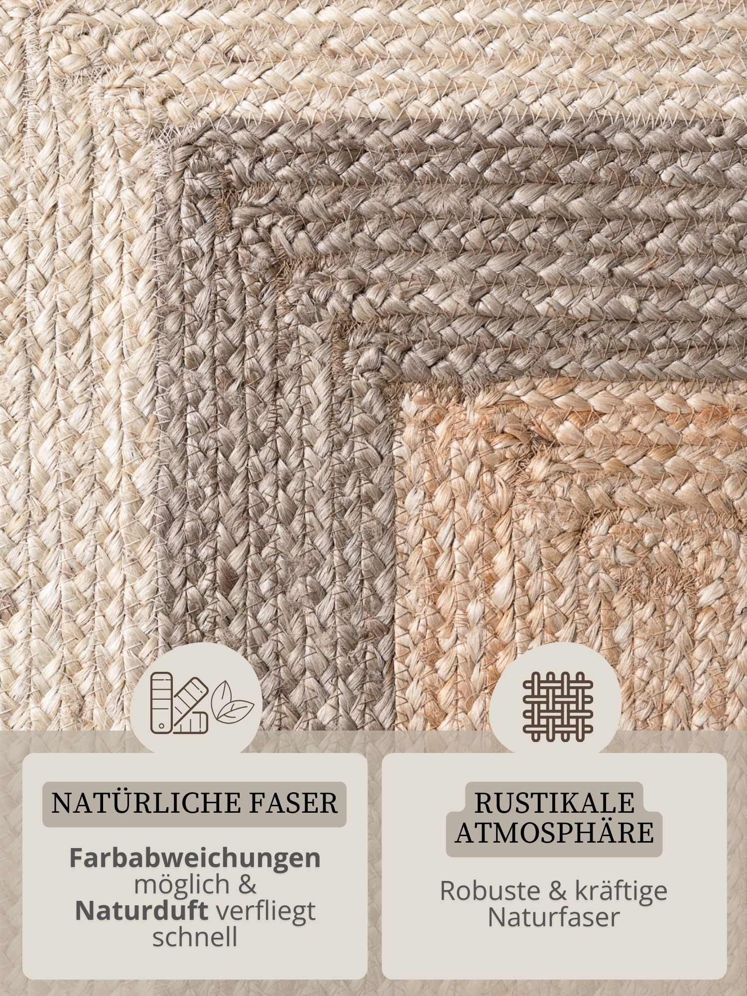 HANSE Home Teppich »Juno Fusion  Juteteppich« rechteckig 9 mm Höhe Jute, Shape, Handgemacht, Wohnzimmerteppich, Naturteppich, Wohnzimmer