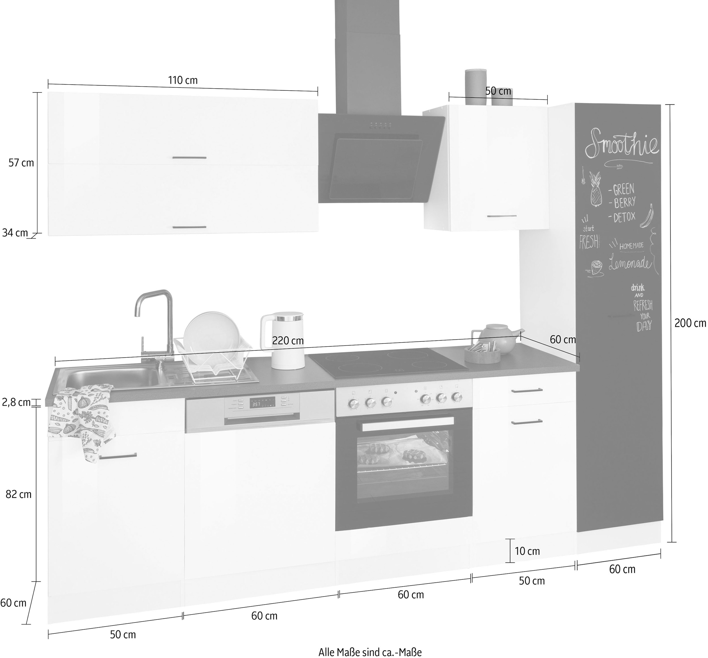 KOCHSTATION Küchenzeile »KS-Trier«, mit E-Geräten, Breite 270 cm